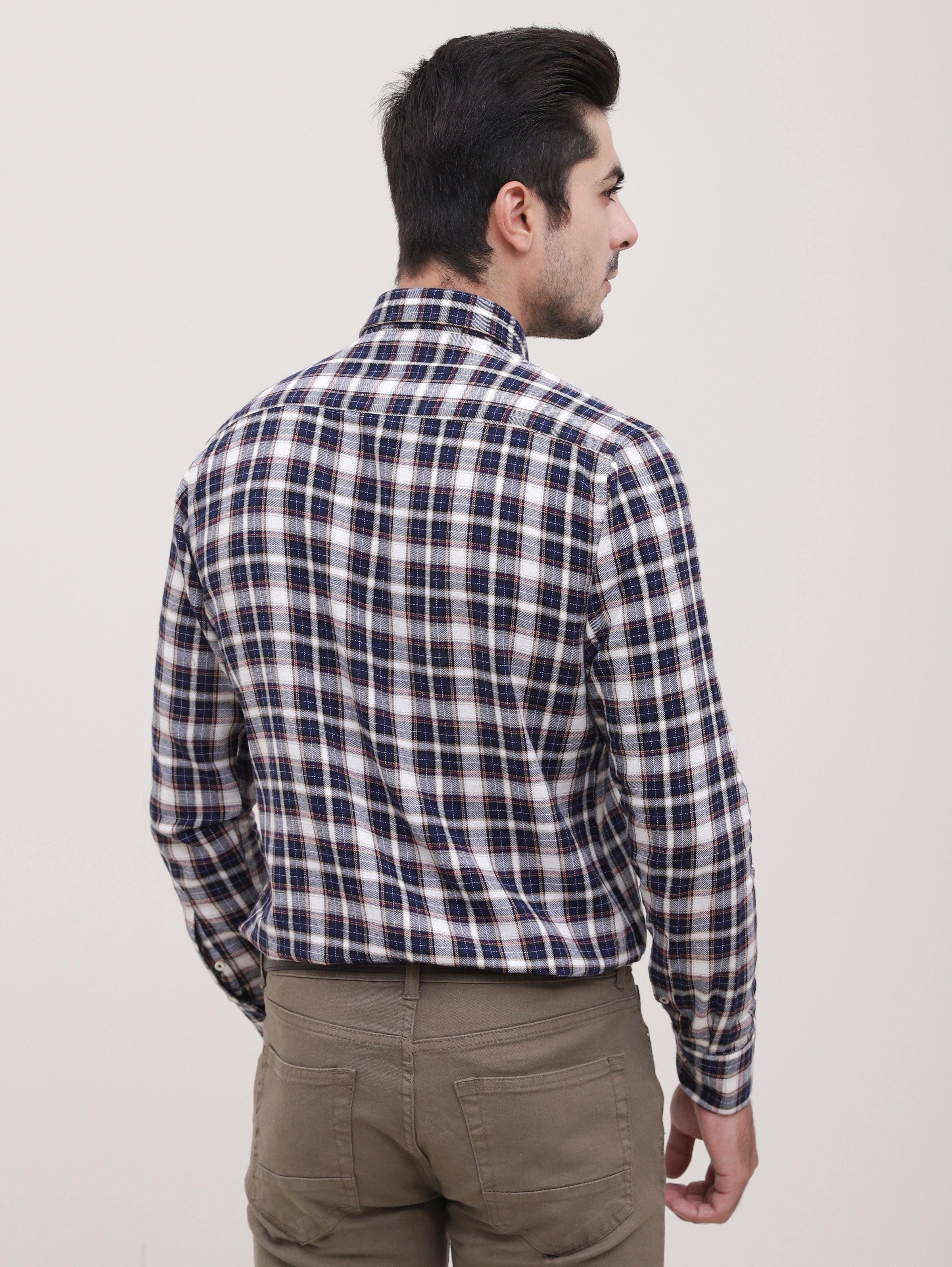 SEMI FORMAL SHIRT FULL SLEEVE BOTTON DOWN NAVY GREY - Image 2