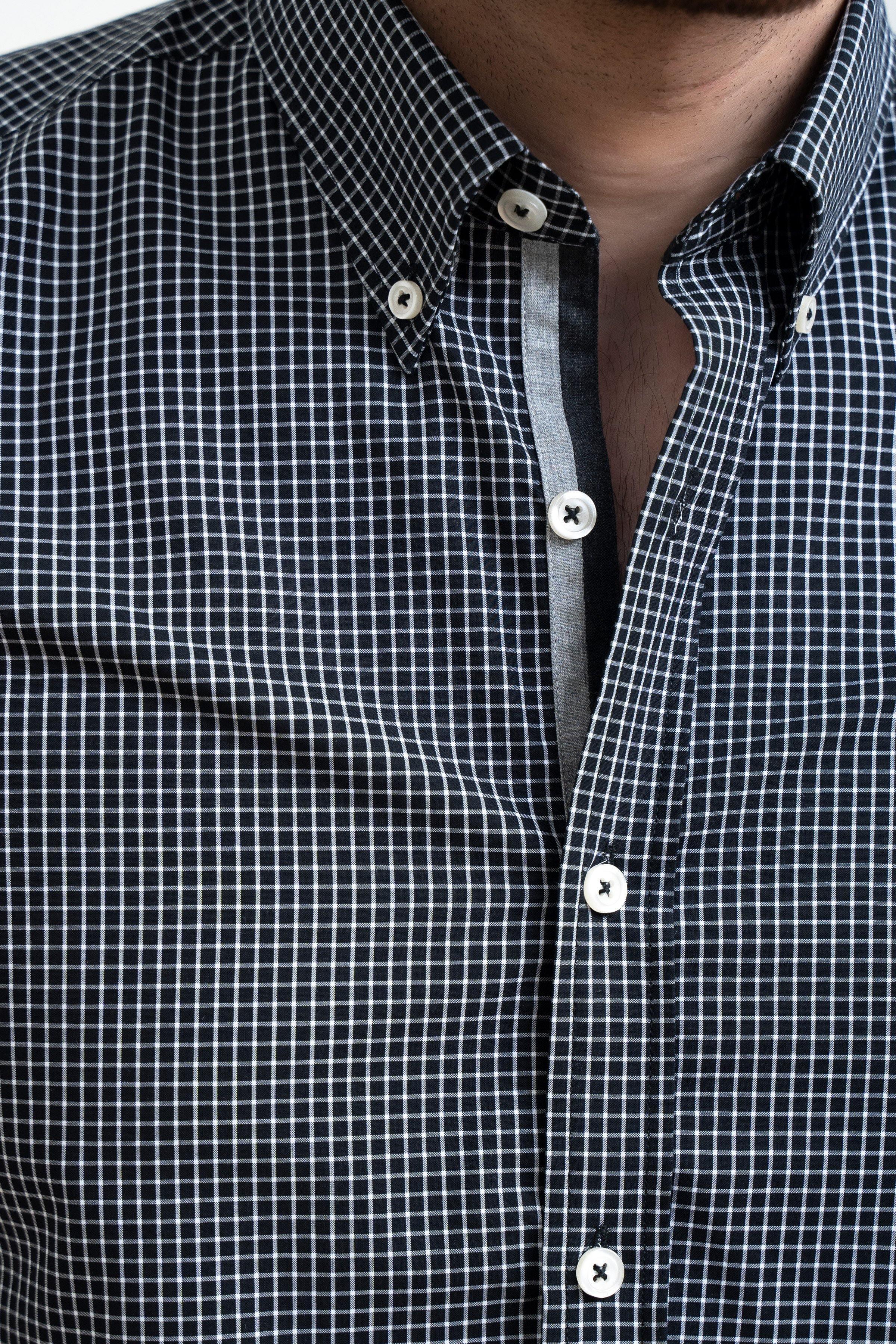SEMI FORMAL SHIRT FULL SLEEVE BUTTON BLACK WHITE - Image 3