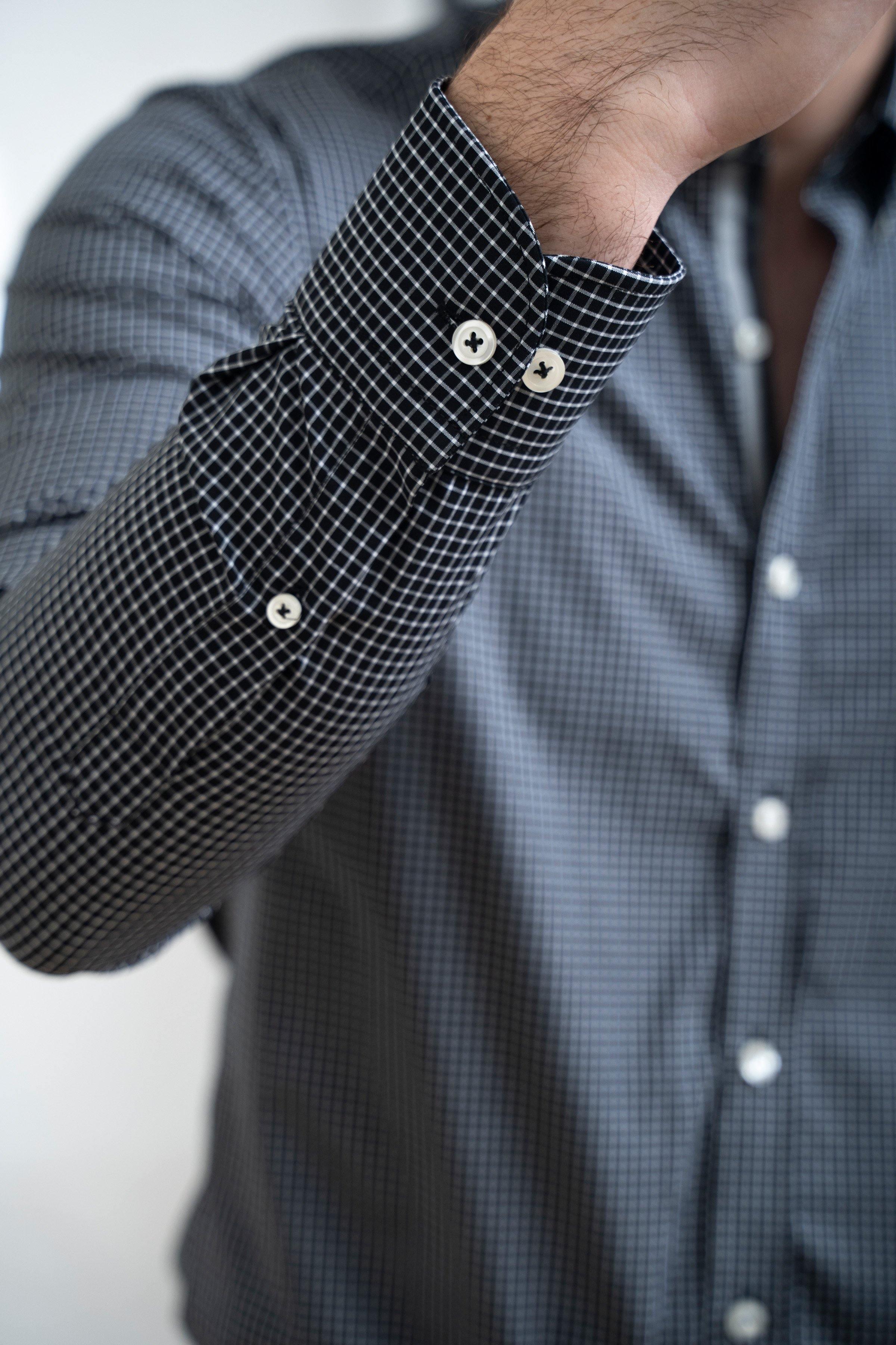 SEMI FORMAL SHIRT FULL SLEEVE BUTTON BLACK WHITE - Image 4