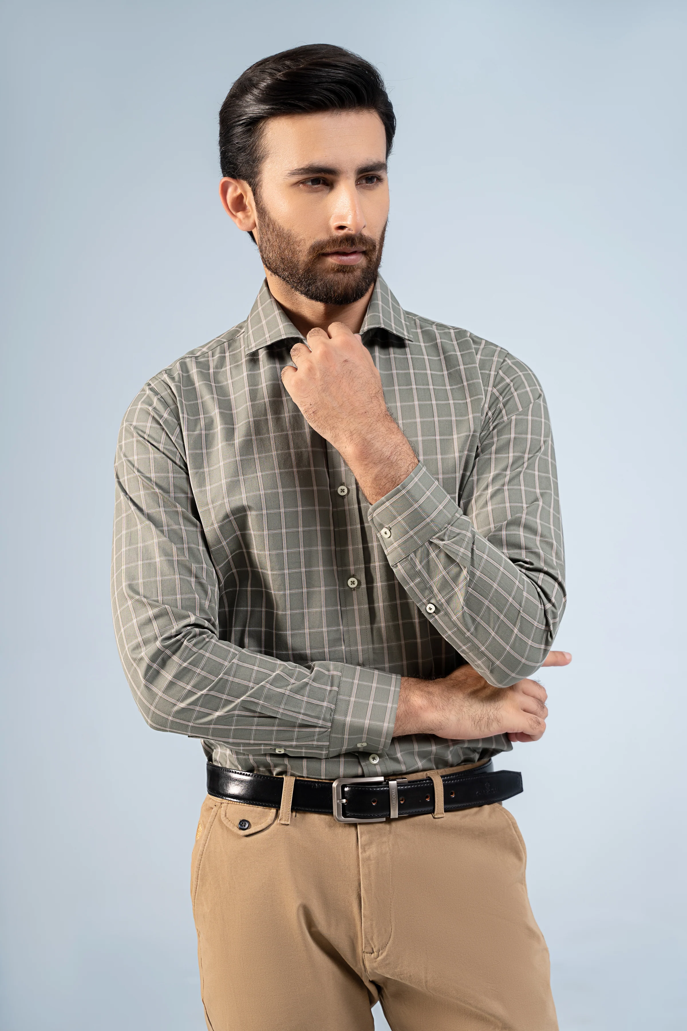 SEMI FORMAL SHIRT GREEN CHECK - Image 5