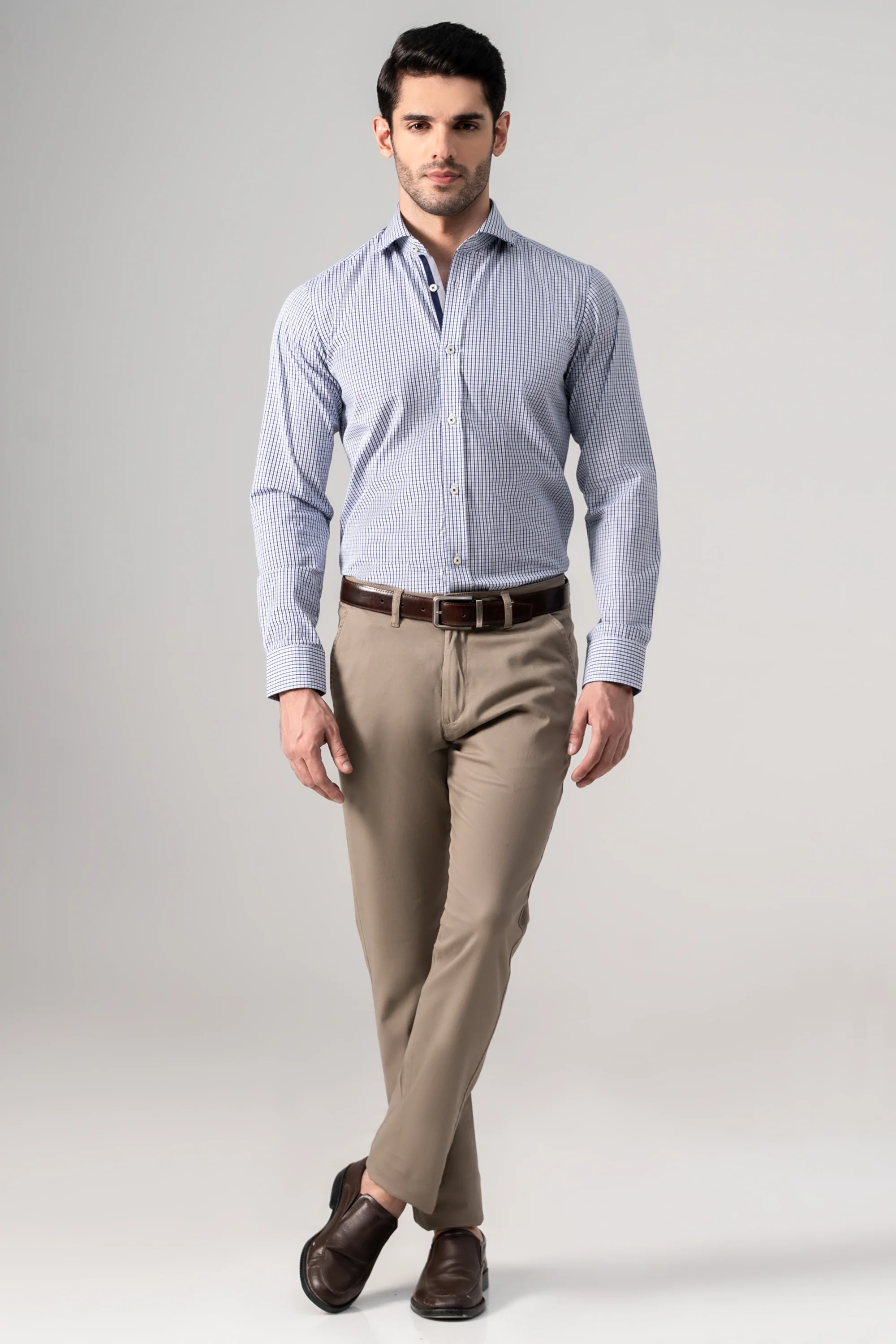 SEMI FORMAL SHIRT NAVY WHITE CHECK
