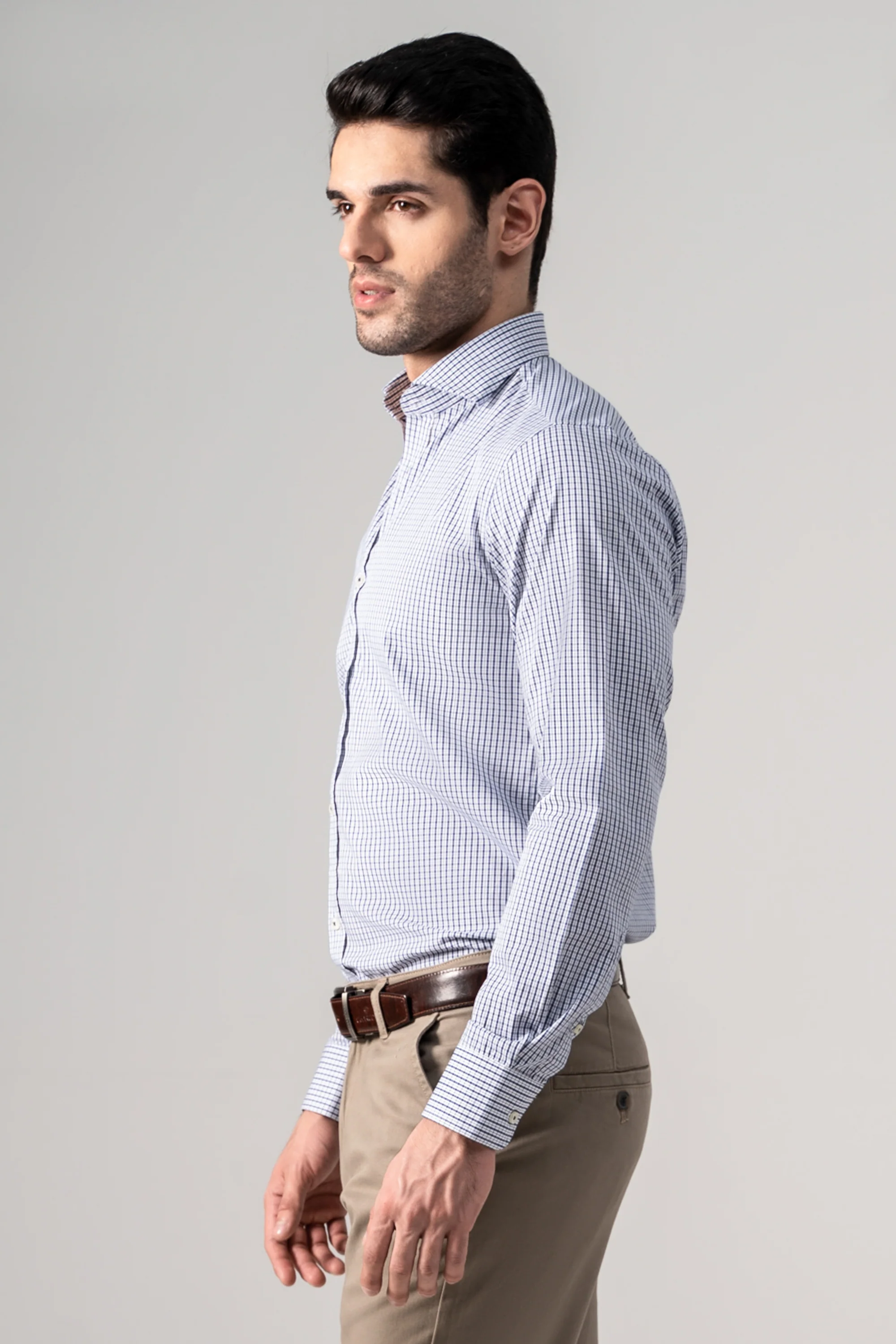 SEMI FORMAL SHIRT NAVY WHITE CHECK - Image 3
