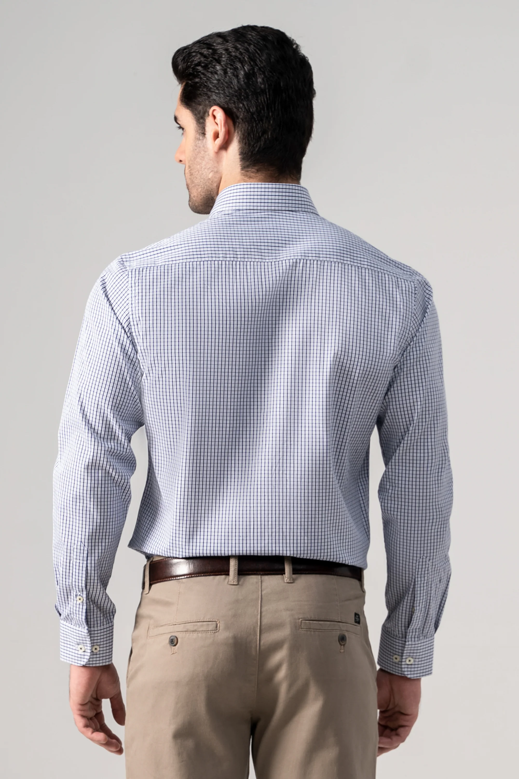 SEMI FORMAL SHIRT NAVY WHITE CHECK - Image 4