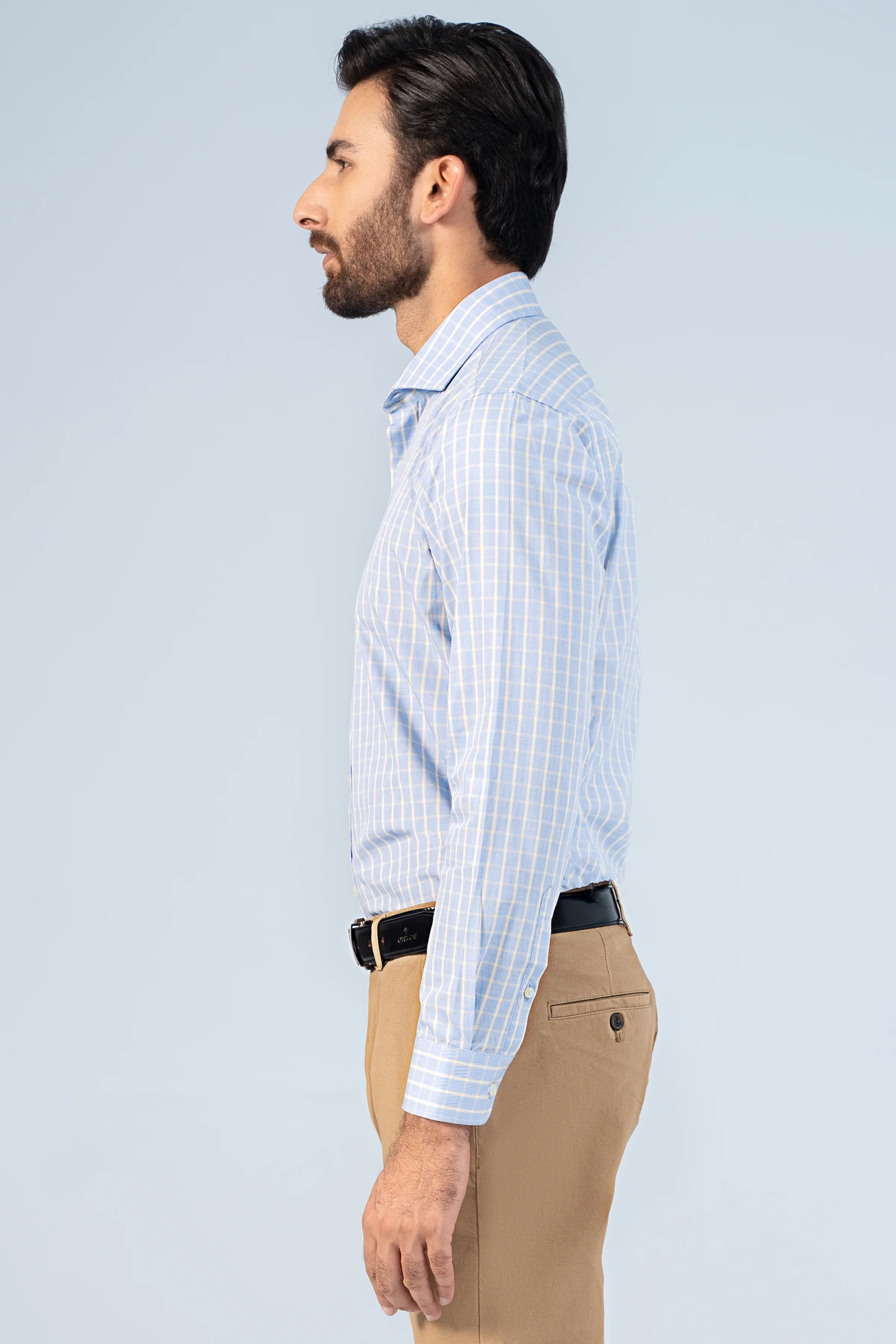 SEMI FORMAL SHIRT SKY BLUE CHECK - Image 3