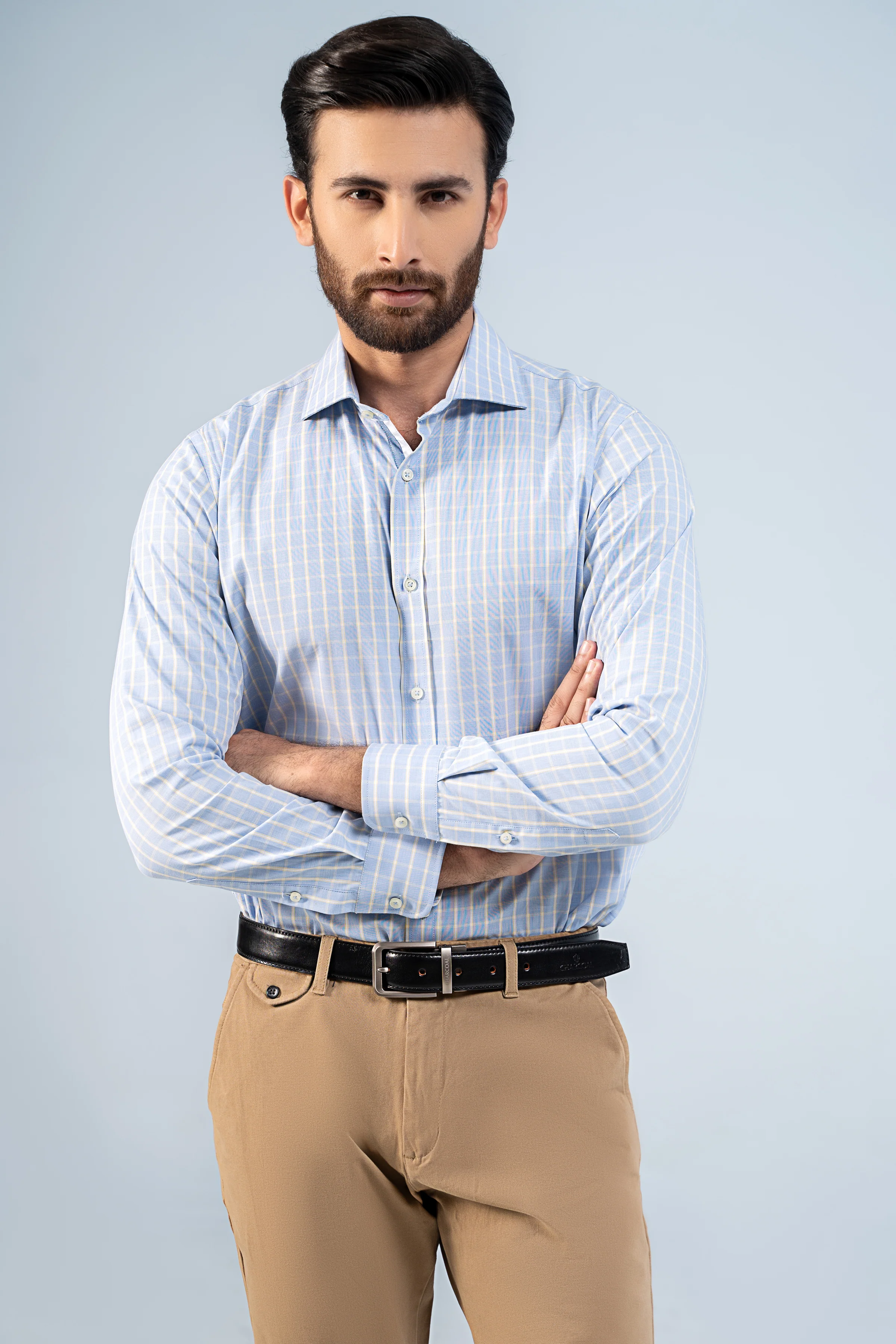 SEMI FORMAL SHIRT SKY BLUE CHECK - Image 5