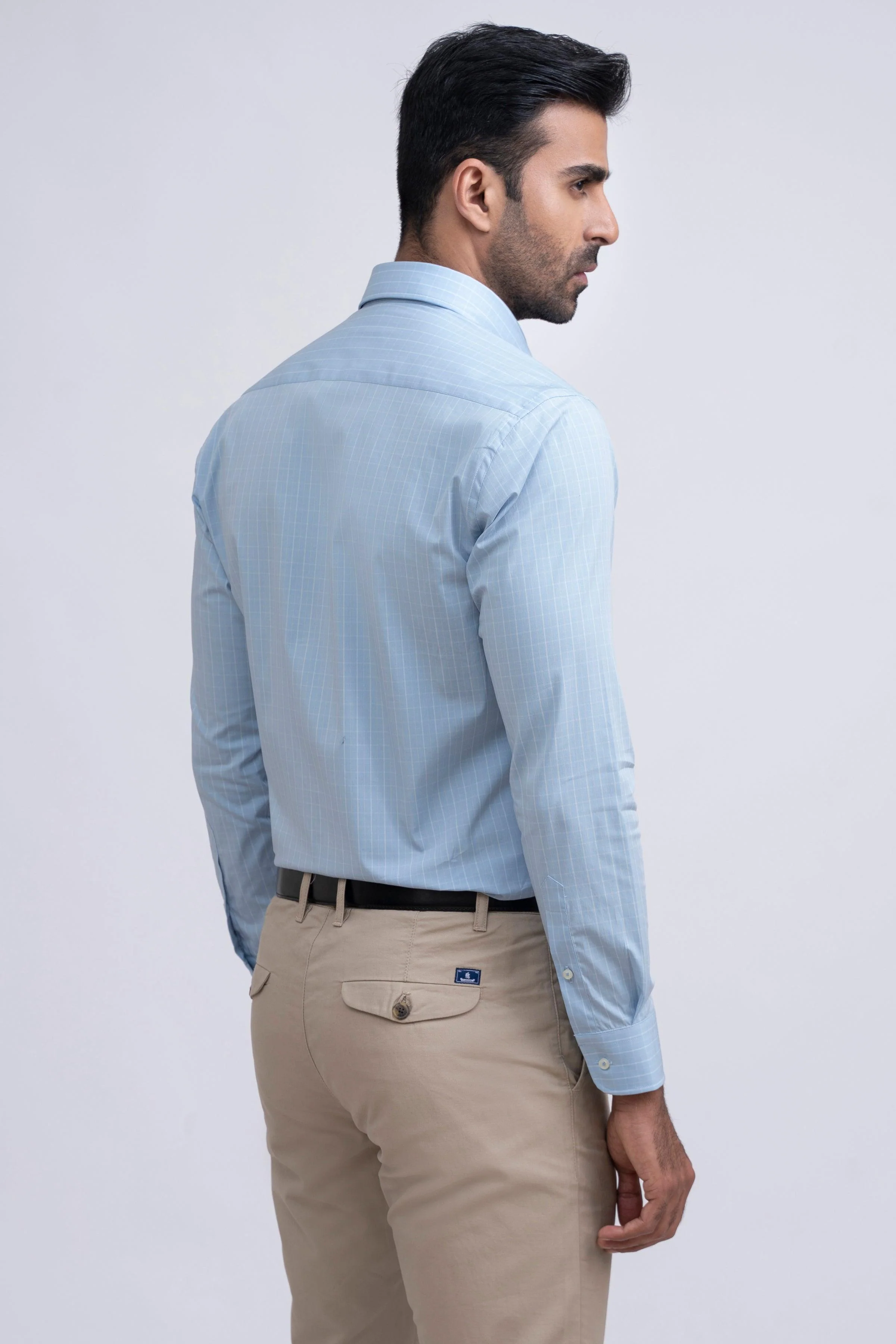 SEMI FORMAL SHIRT SKY BLUE CHECK - Image 3