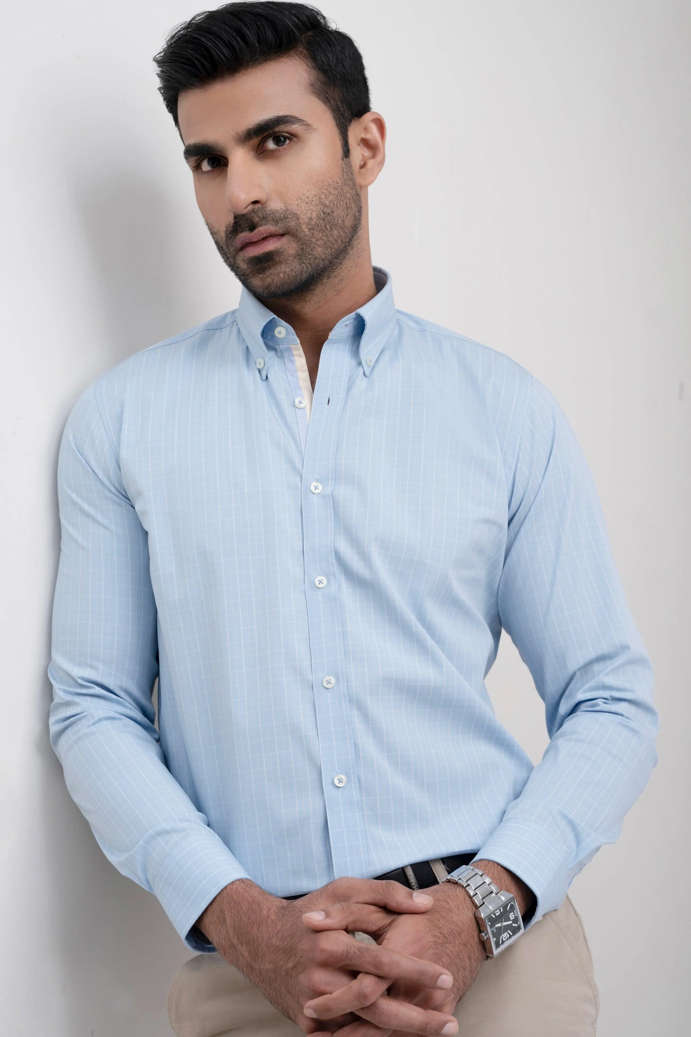 SEMI FORMAL SHIRT SKY BLUE CHECK - Image 4