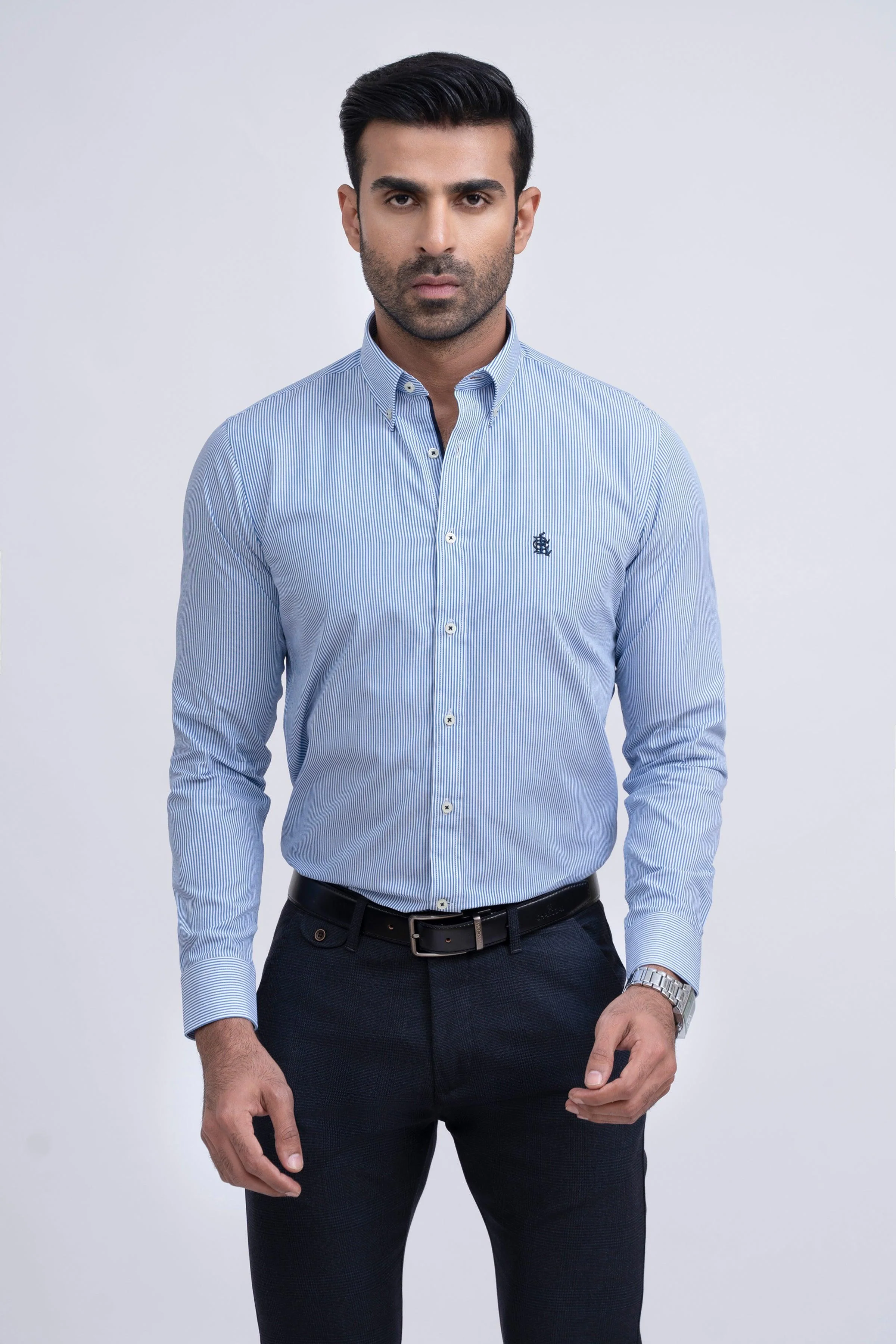 SEMI FORMAL SHIRT WHITE BLUE LINE