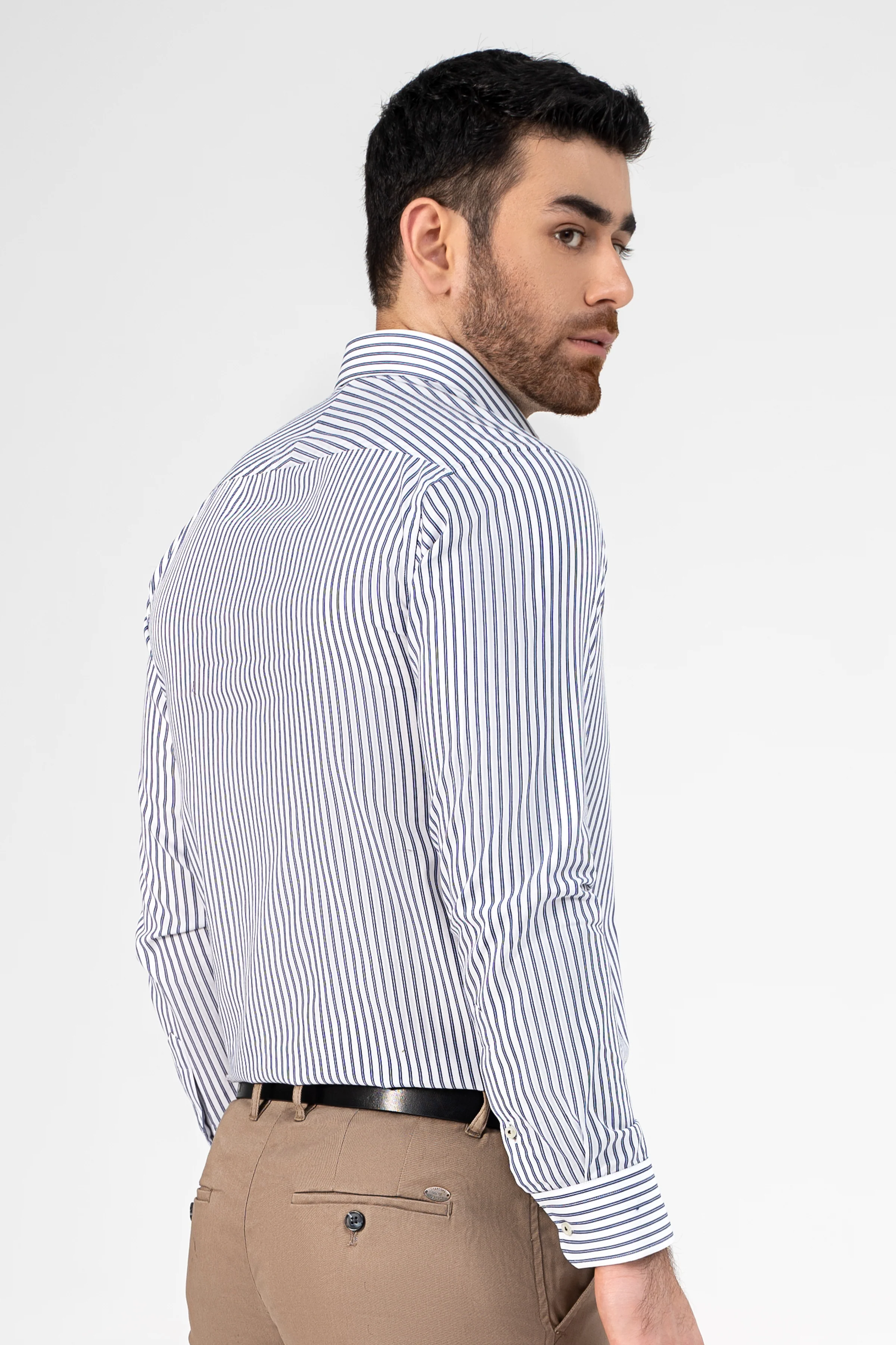 SEMI FORMAL SHIRT WHITE NAVY - Image 4