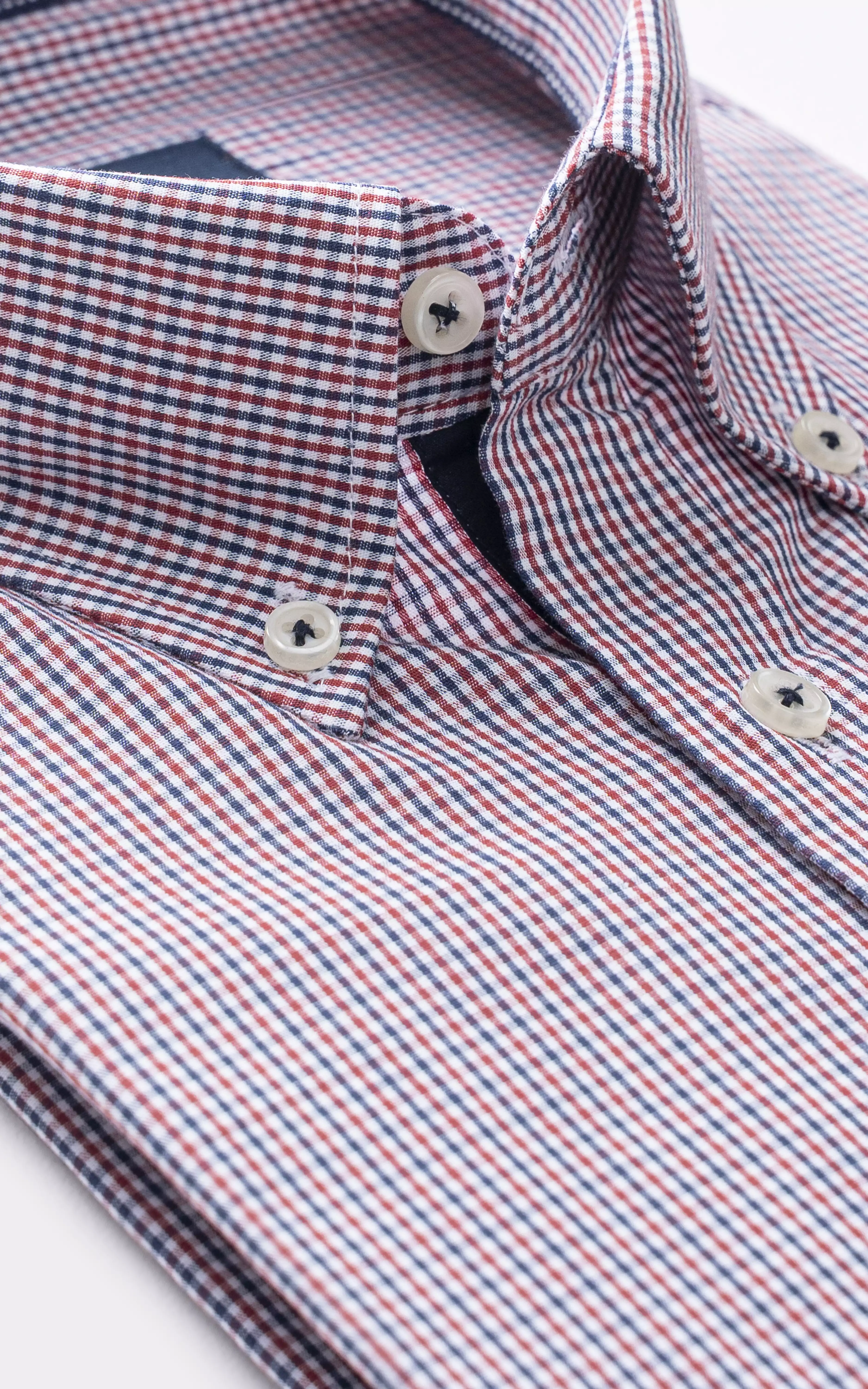 SEMI FORMAL SMART FIT CHECKED SHIRT RED NAVY CHECK - Image 2