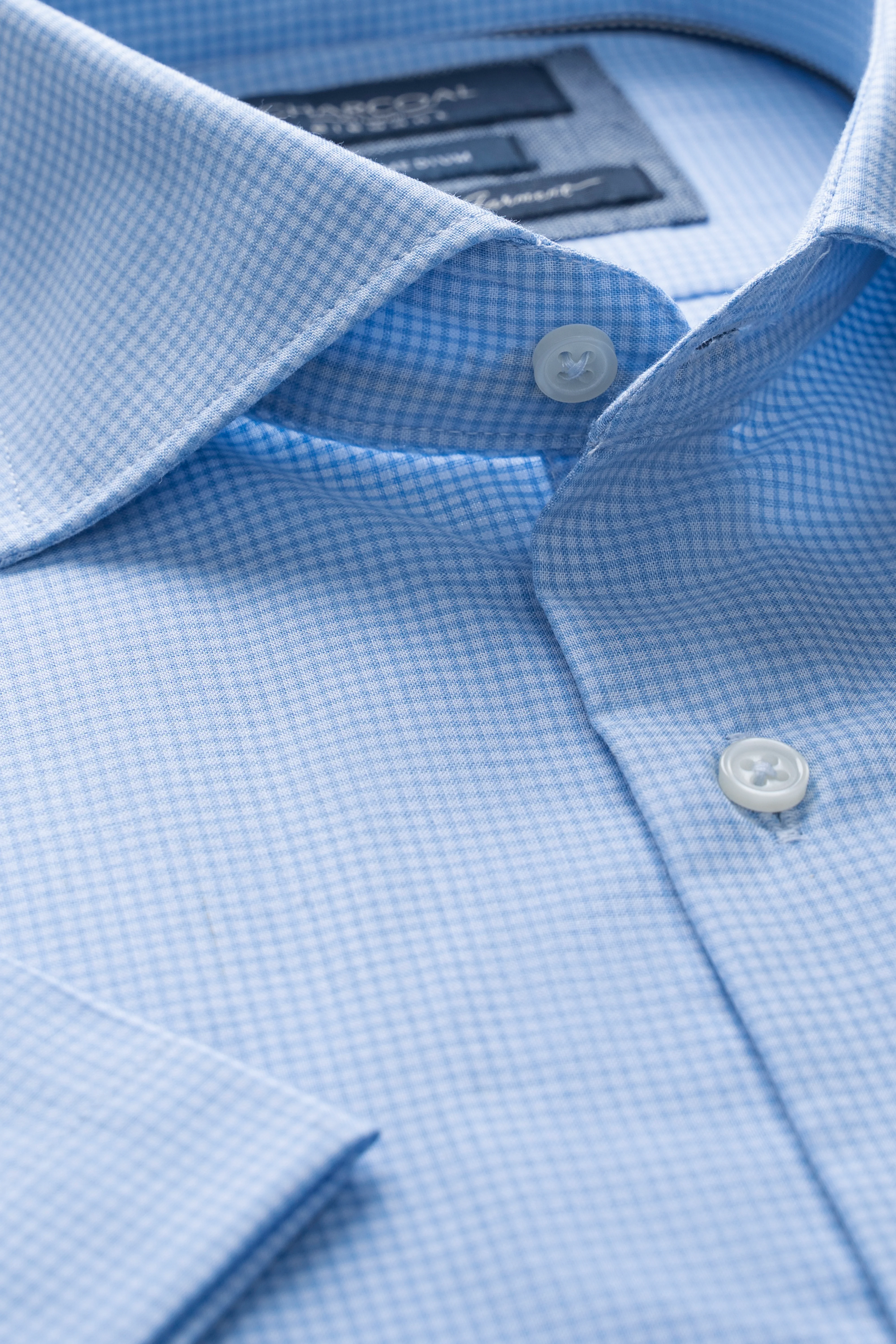 SEMI FORMAL SMART FIT CHECKED SHIRT SKY BLUE - Image 2