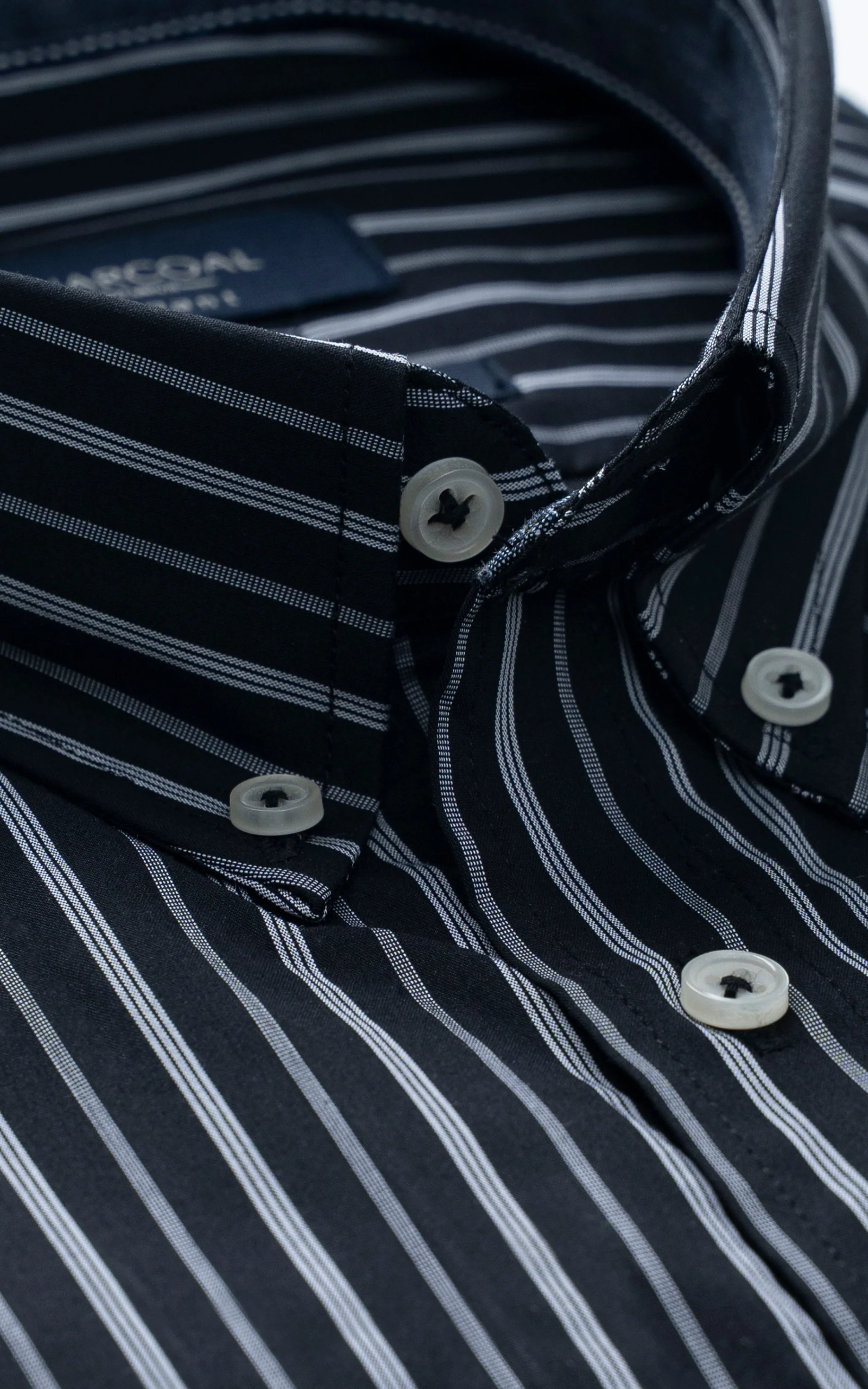 SEMI FORMAL SMART FIT STRIPED SHIRT BLACK WHITE - Image 2