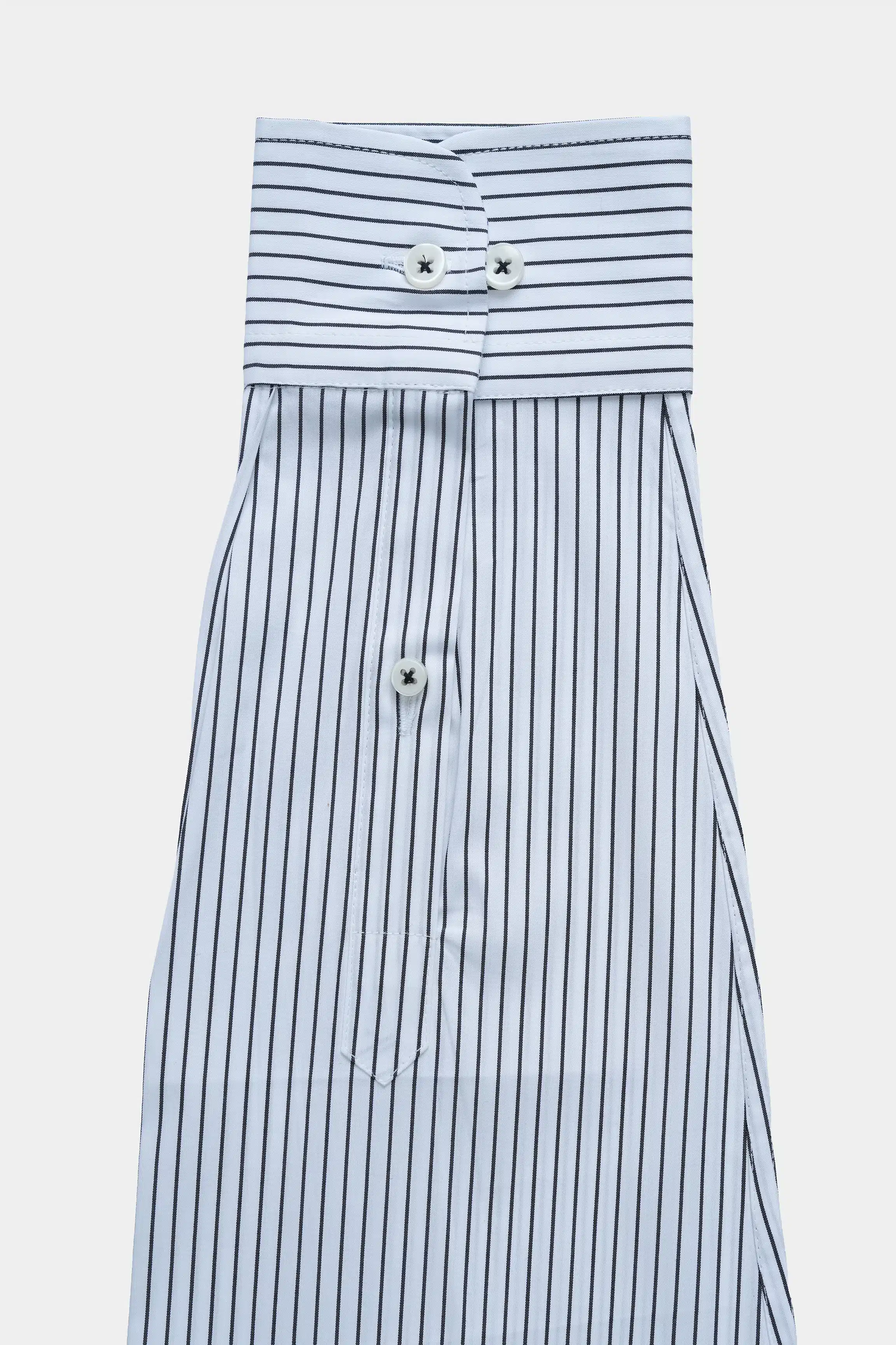BUTTON DOWN SEMI FORMAL STRIPED SHIRT WHITE BLACK - Image 3