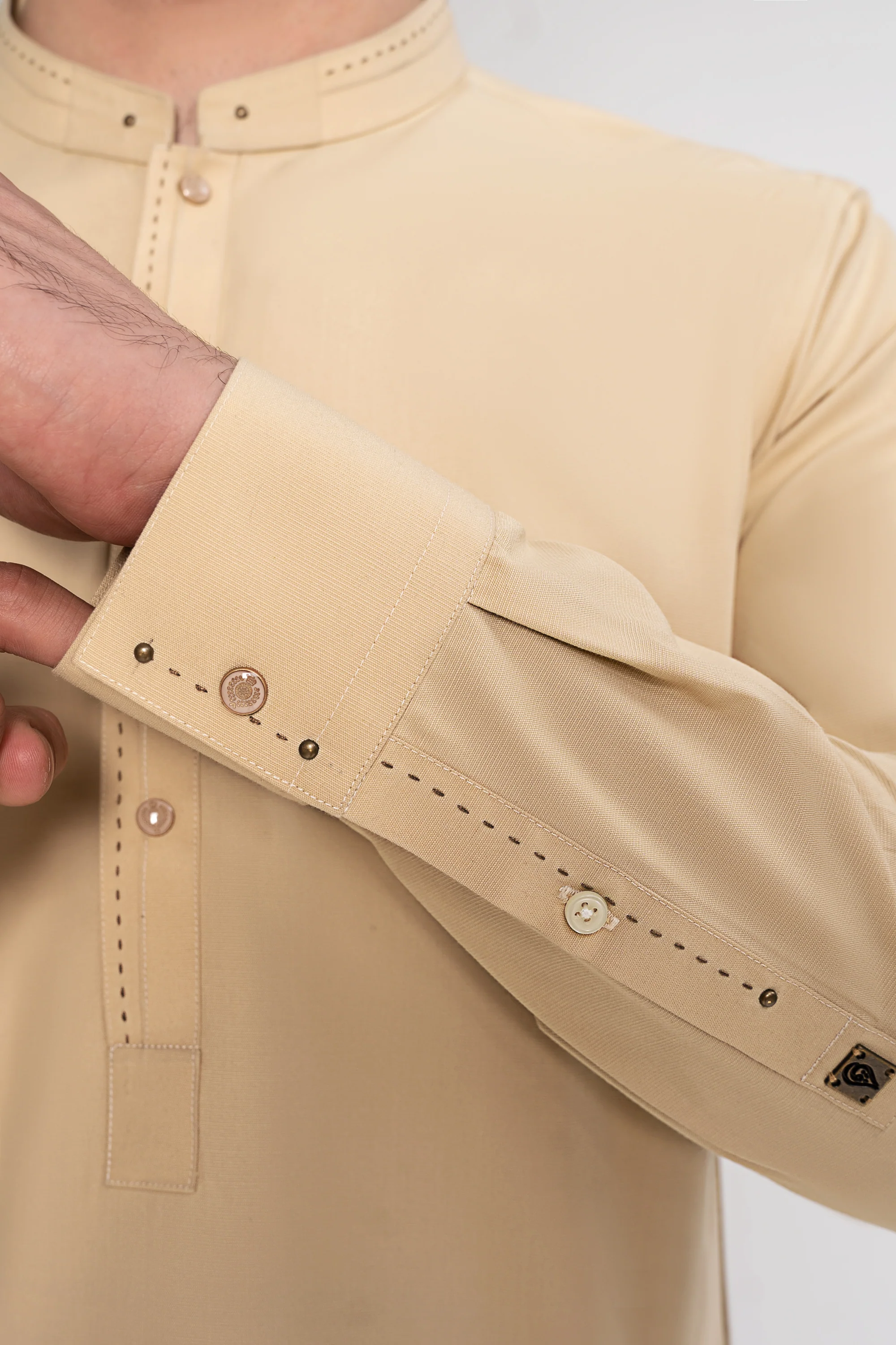 Wash & Wear Kameez Shalwar - SIGNATURE COLLECTION  BEIGE - Image 6
