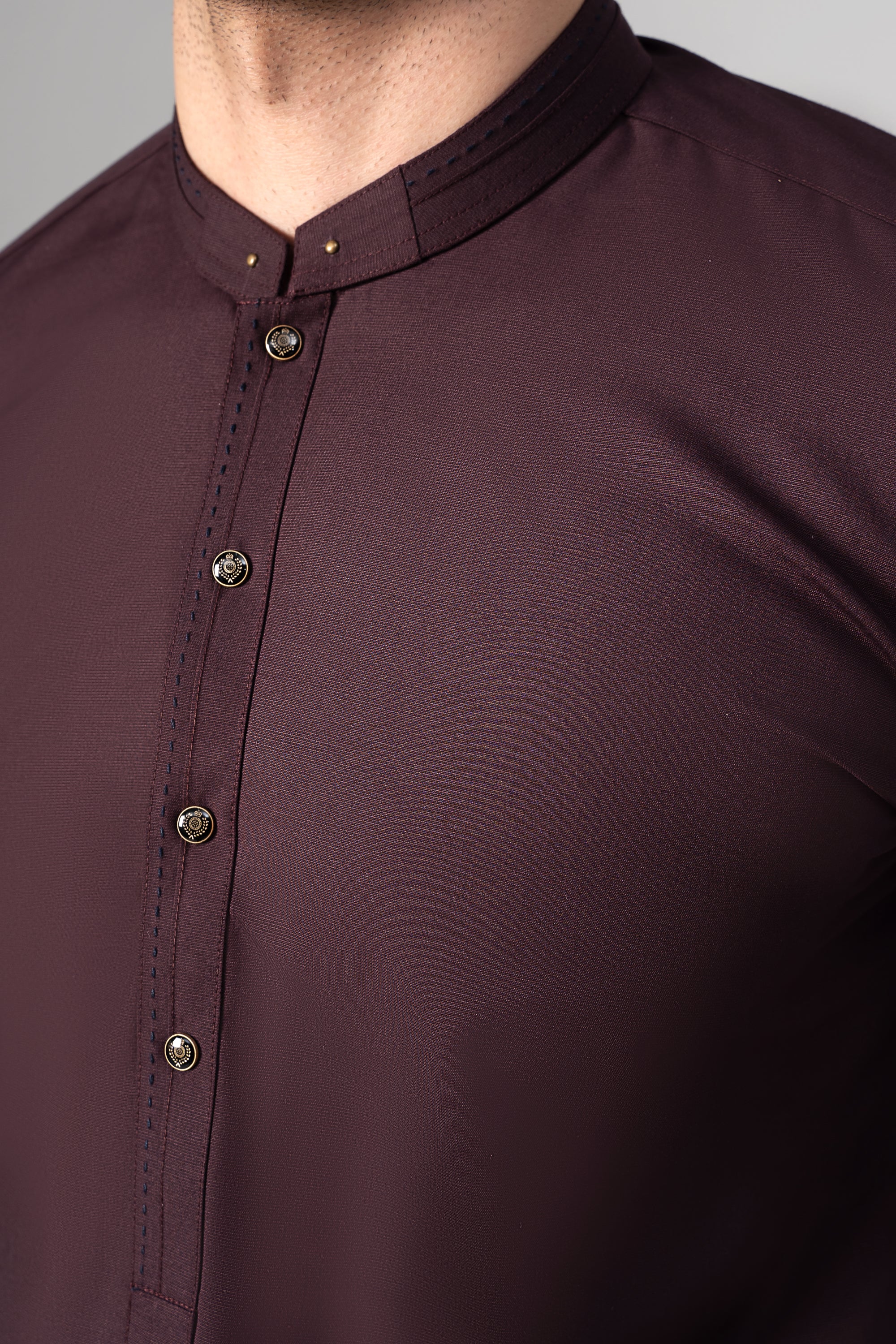 Wash & Wear Kameez Shalwar - SIGNATURE COLLECTION  DARK MAROON - Image 2