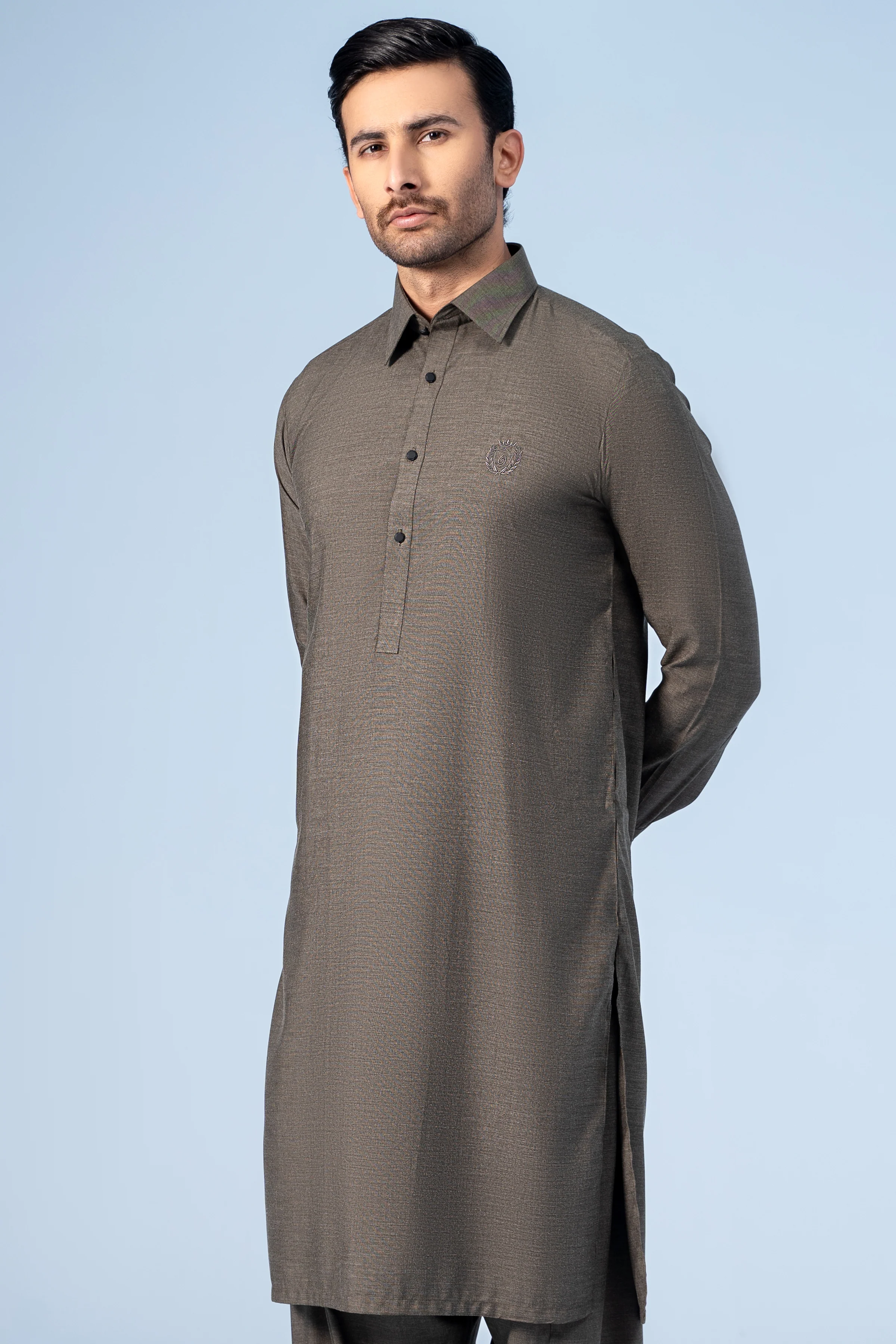 SHALWAR KAMEEZ DARK OLIVE - Image 2