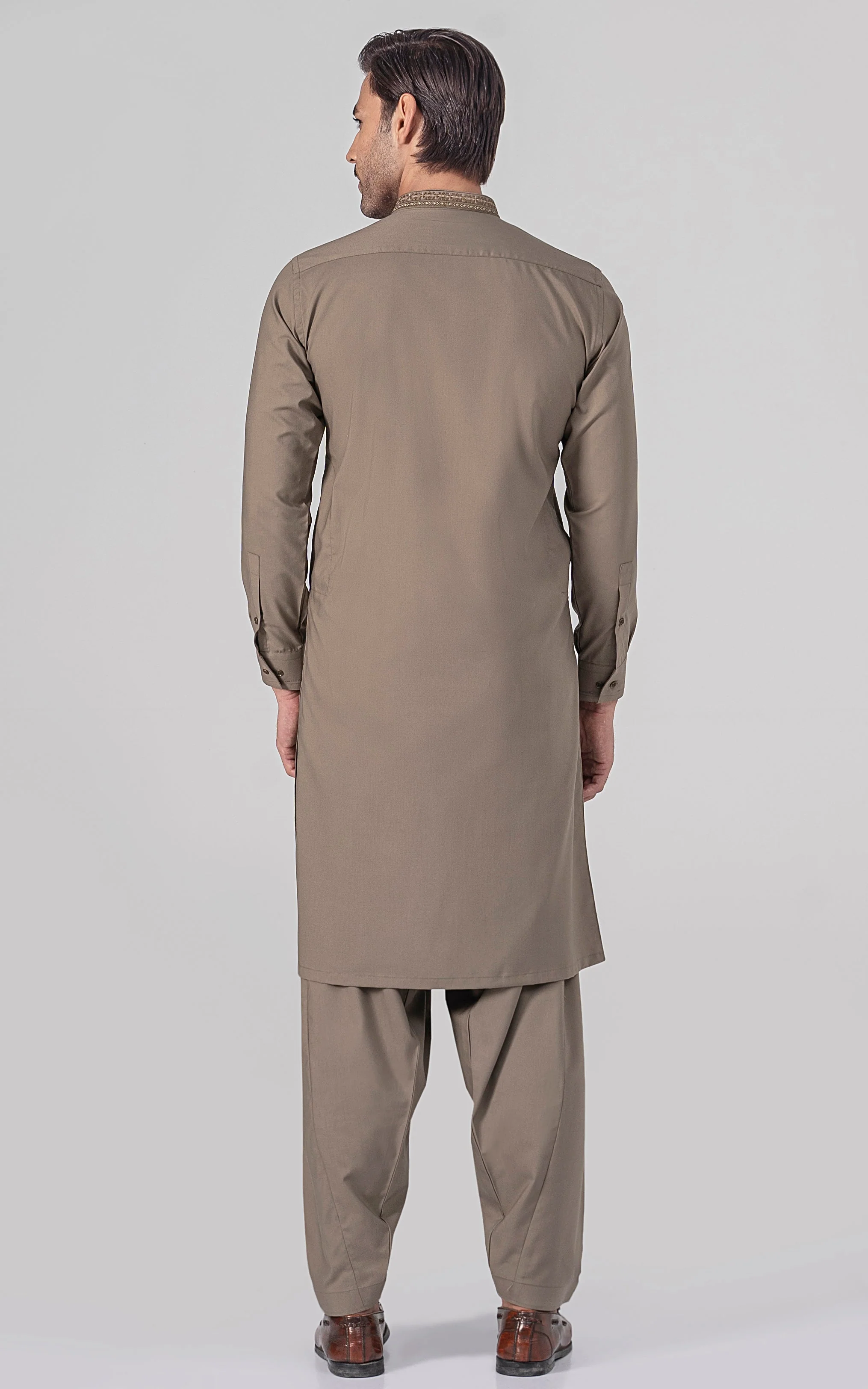 EMBROIDERED WASH & WEAR - PREMIUM COLLECTION DUSKY BROWN - Image 4