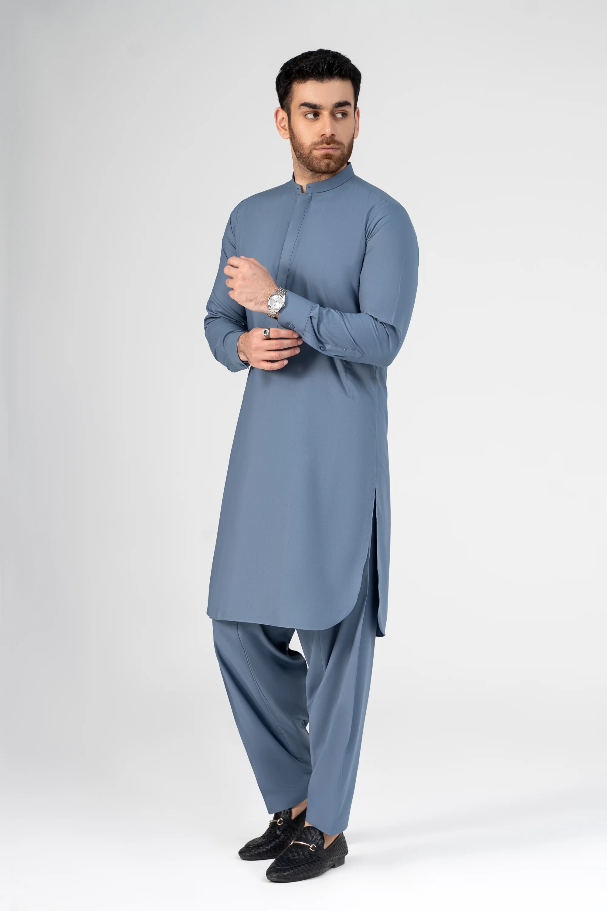 PREMIUM WASH AND WEAR KAMEEZ SHALWAR LIGHT BLUE - Image 2