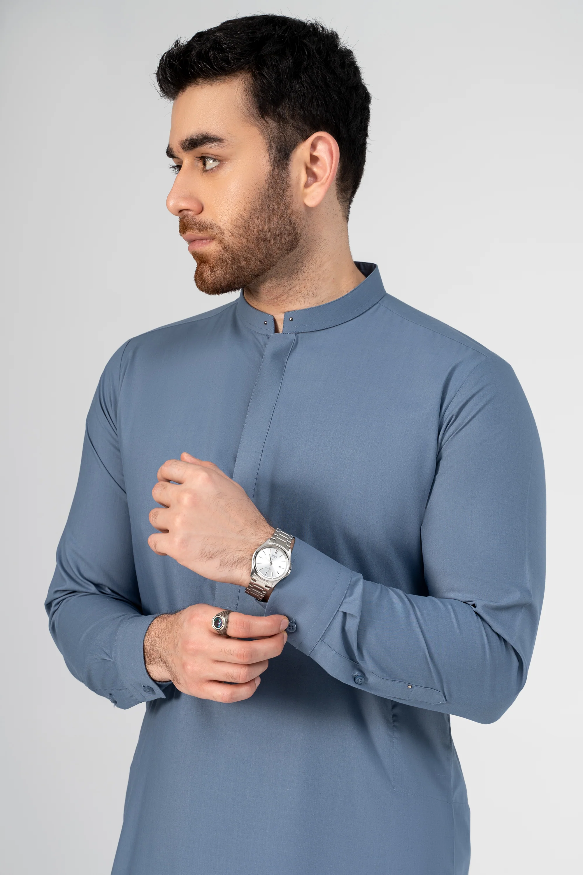 PREMIUM WASH AND WEAR KAMEEZ SHALWAR LIGHT BLUE - Image 4