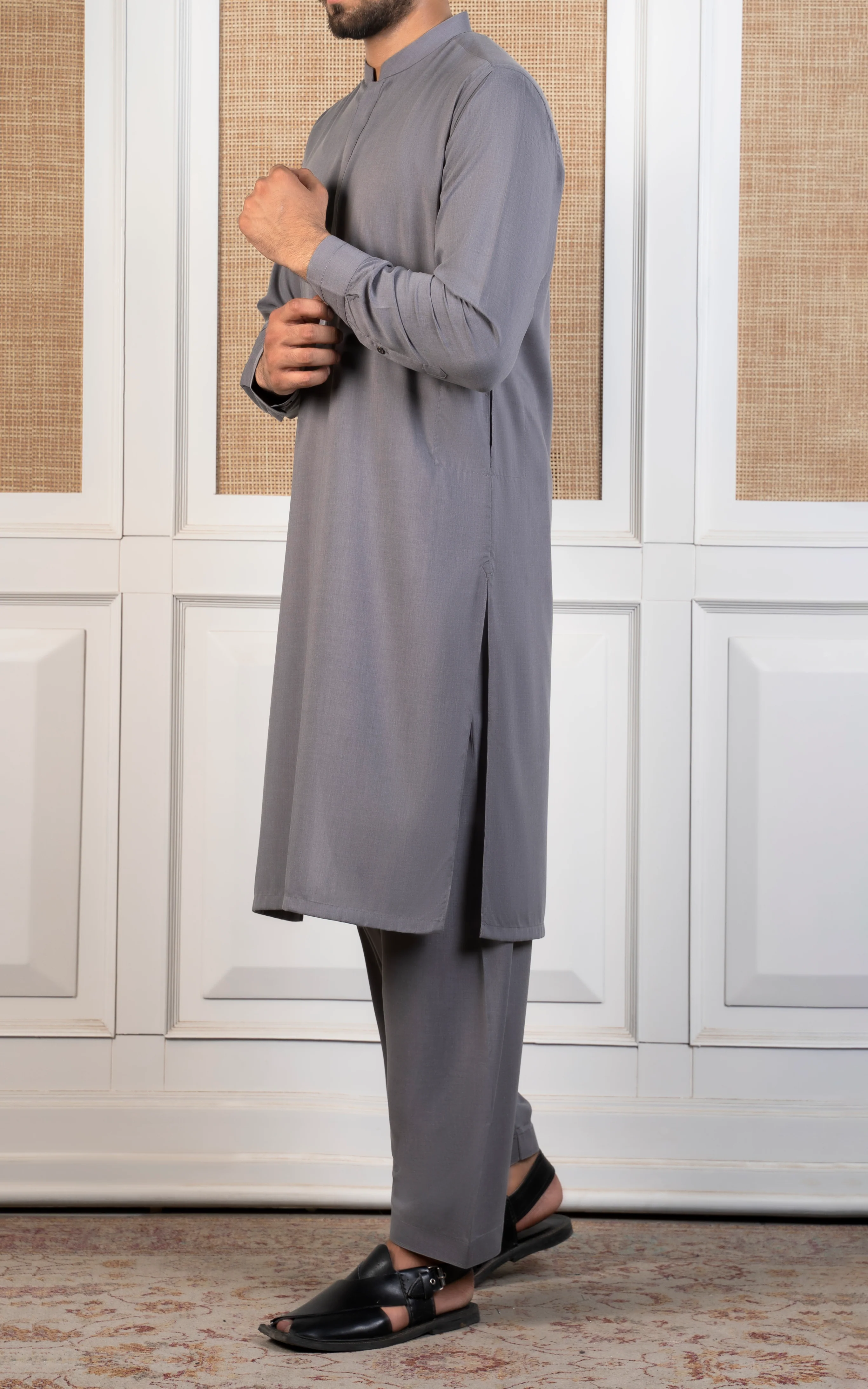 BLENDED KAMEEZ SHALWAR - CLASSIC COLLECTION  LIGHT GREY - Image 2