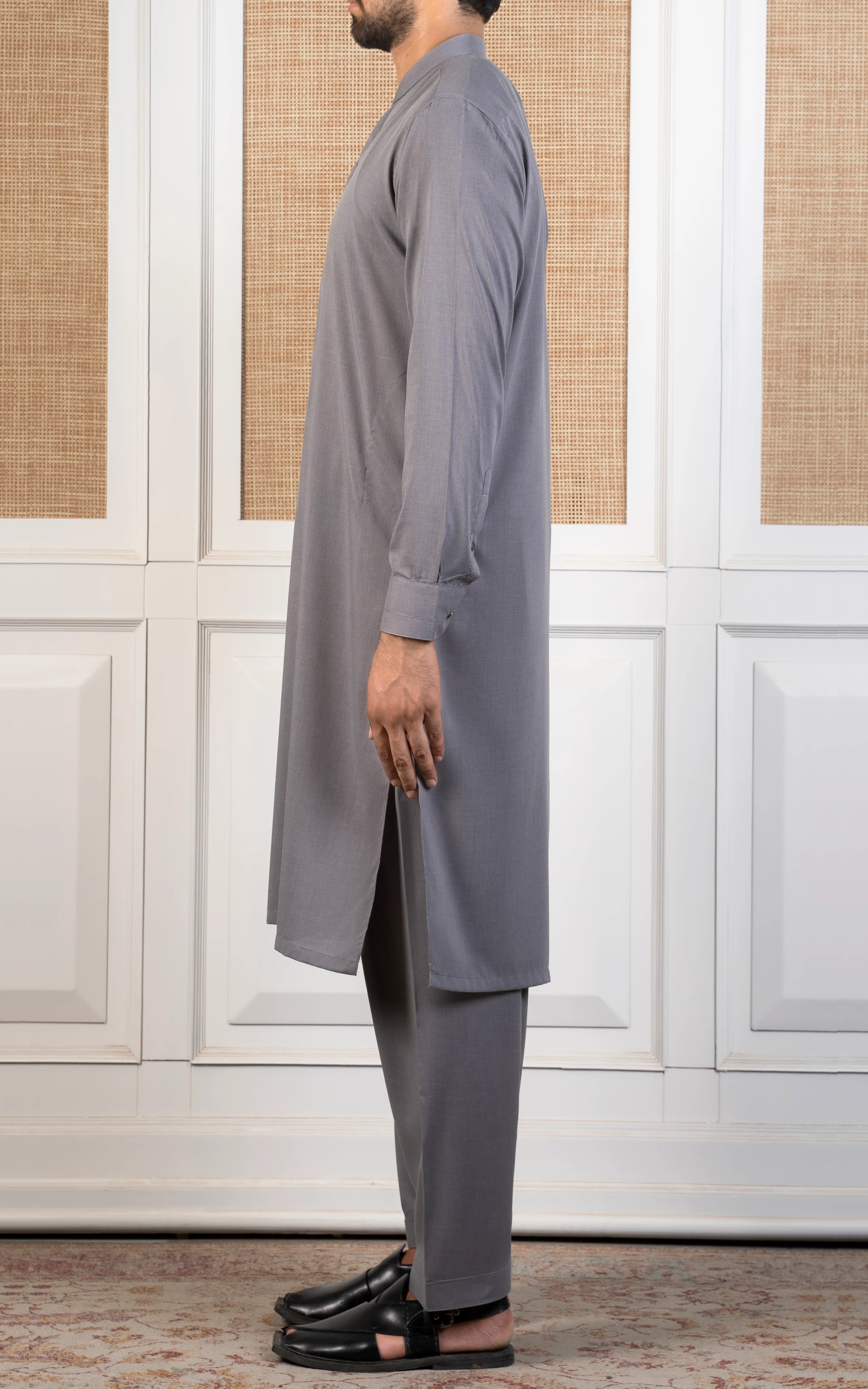 BLENDED KAMEEZ SHALWAR - CLASSIC COLLECTION  LIGHT GREY - Image 4