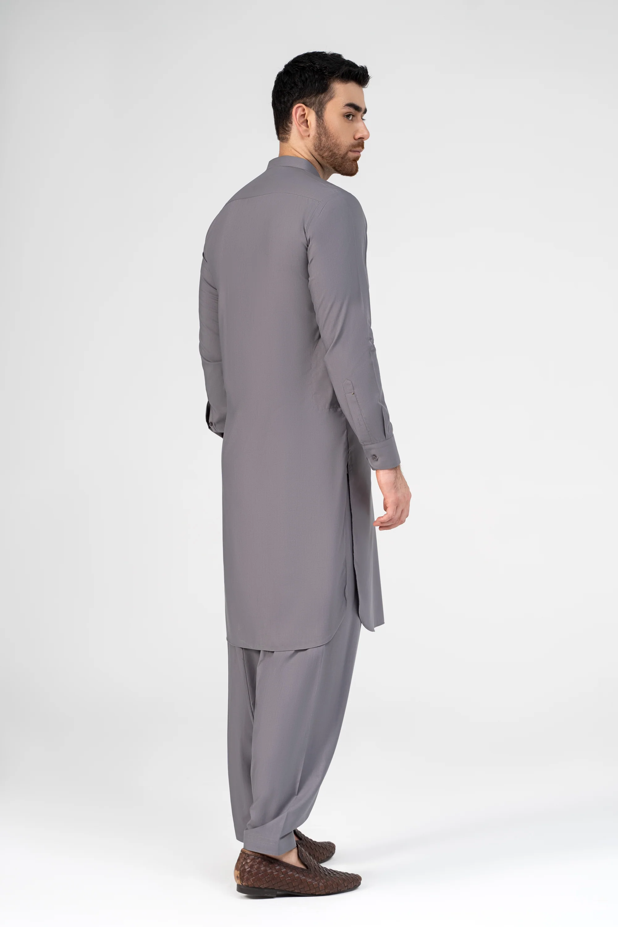 PREMIUM WASH AND WEAR KAMEEZ SHALWAR LIGHT GREY - Image 3