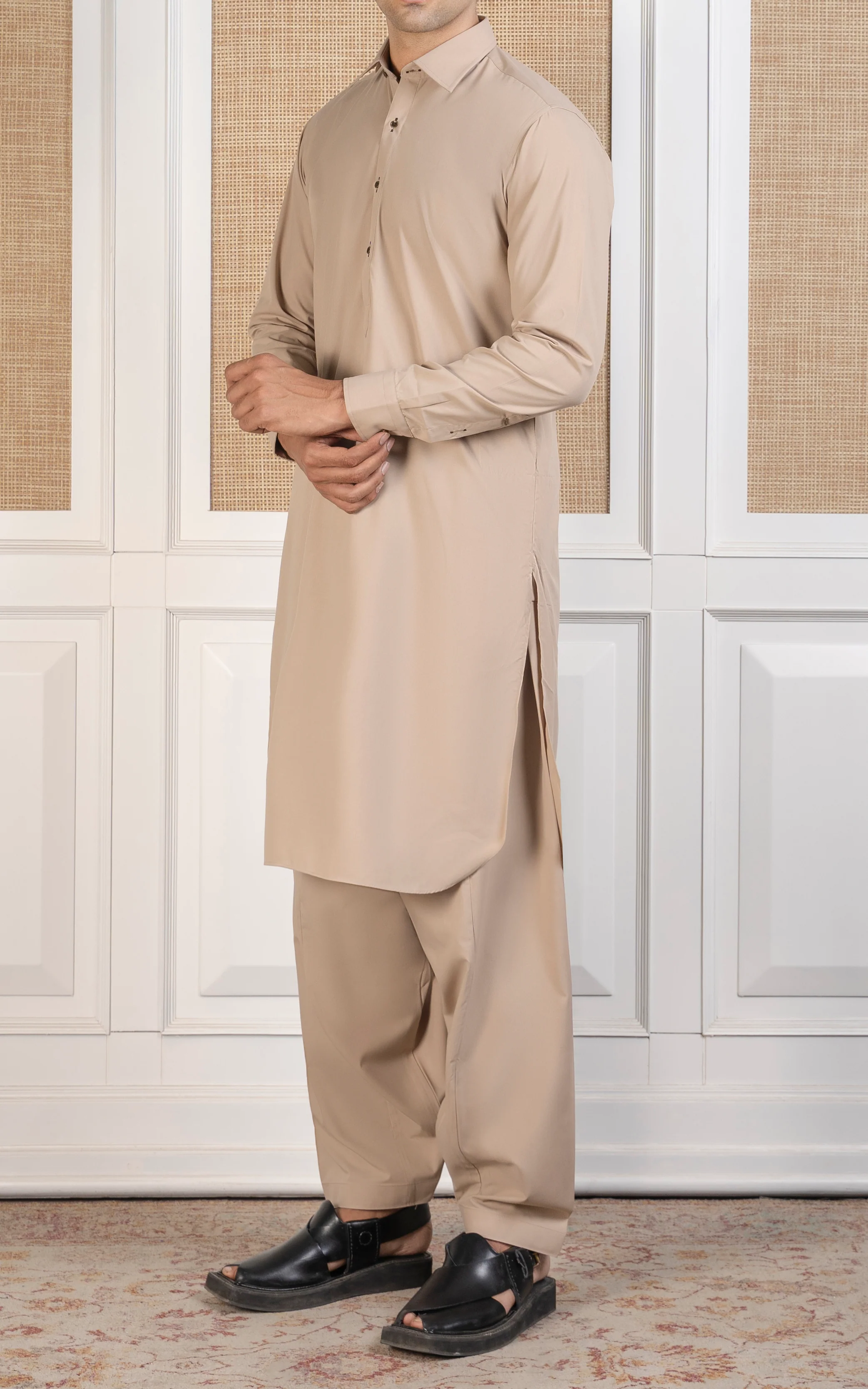BLENDED KAMEEZ SHALWAR - SIGNATURE COLLECTION  BEIGE - Image 2