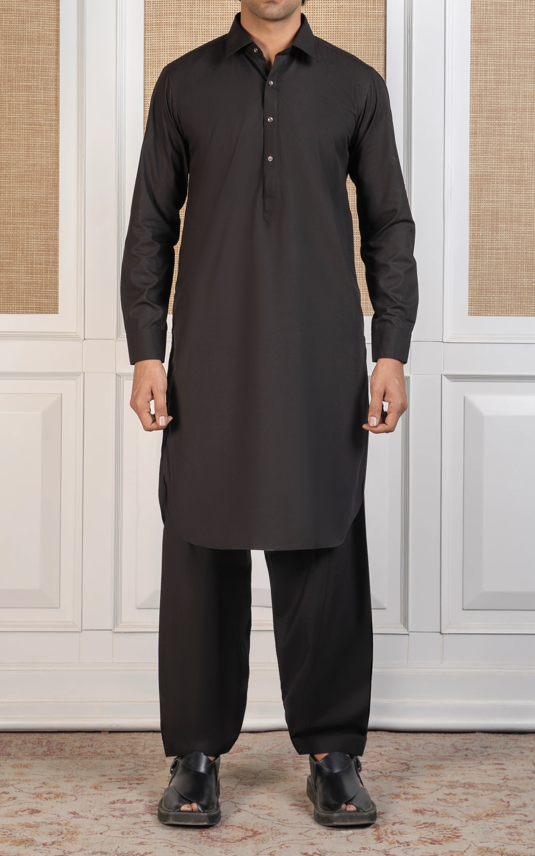 BLENDED KAMEEZ SHALWAR - SIGNATURE COLLECTION  BLACK - Image 3