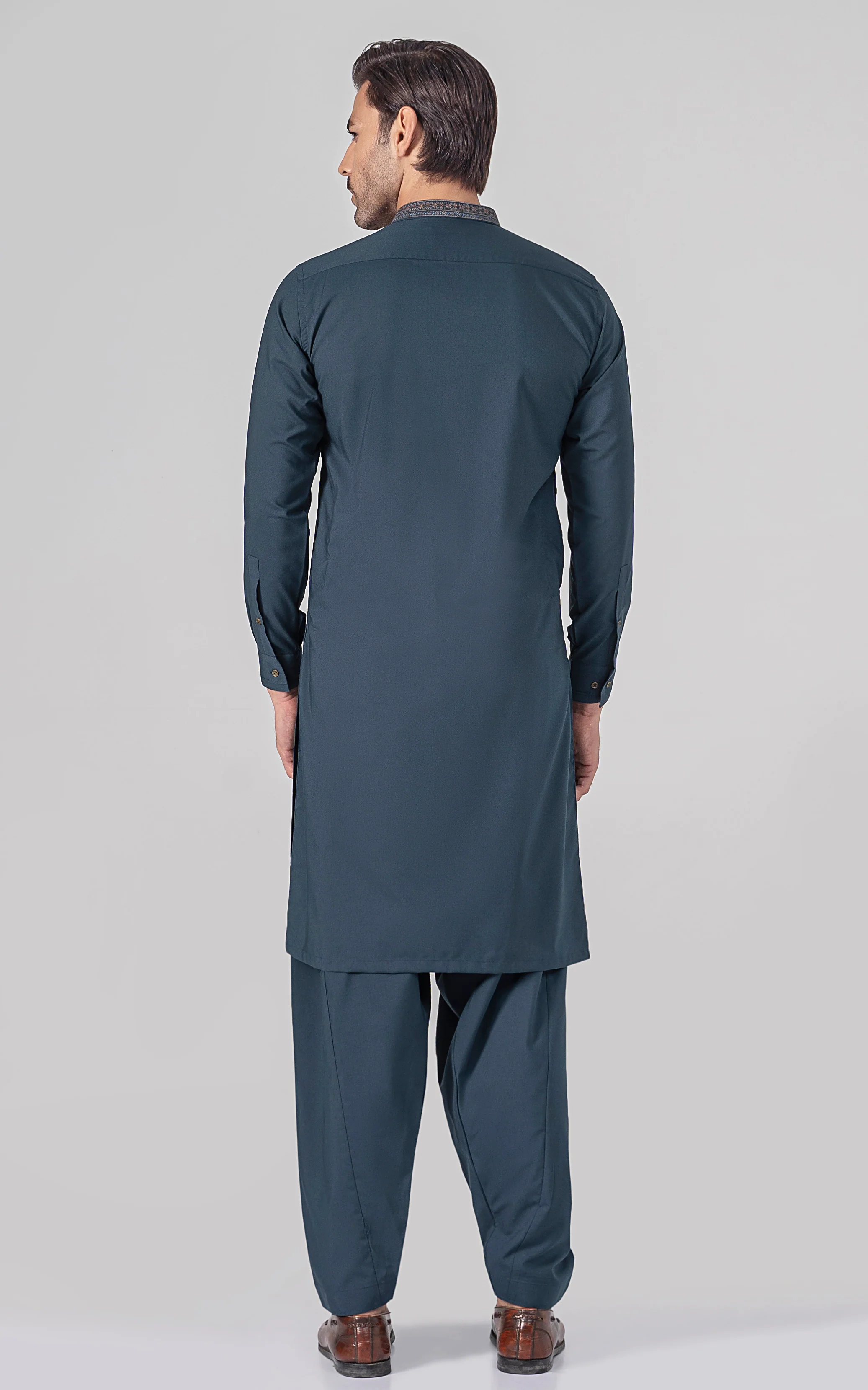 EMBROIDERED WASH & WEAR - PREMIUM COLLECTION TEAL BLUE - Image 4