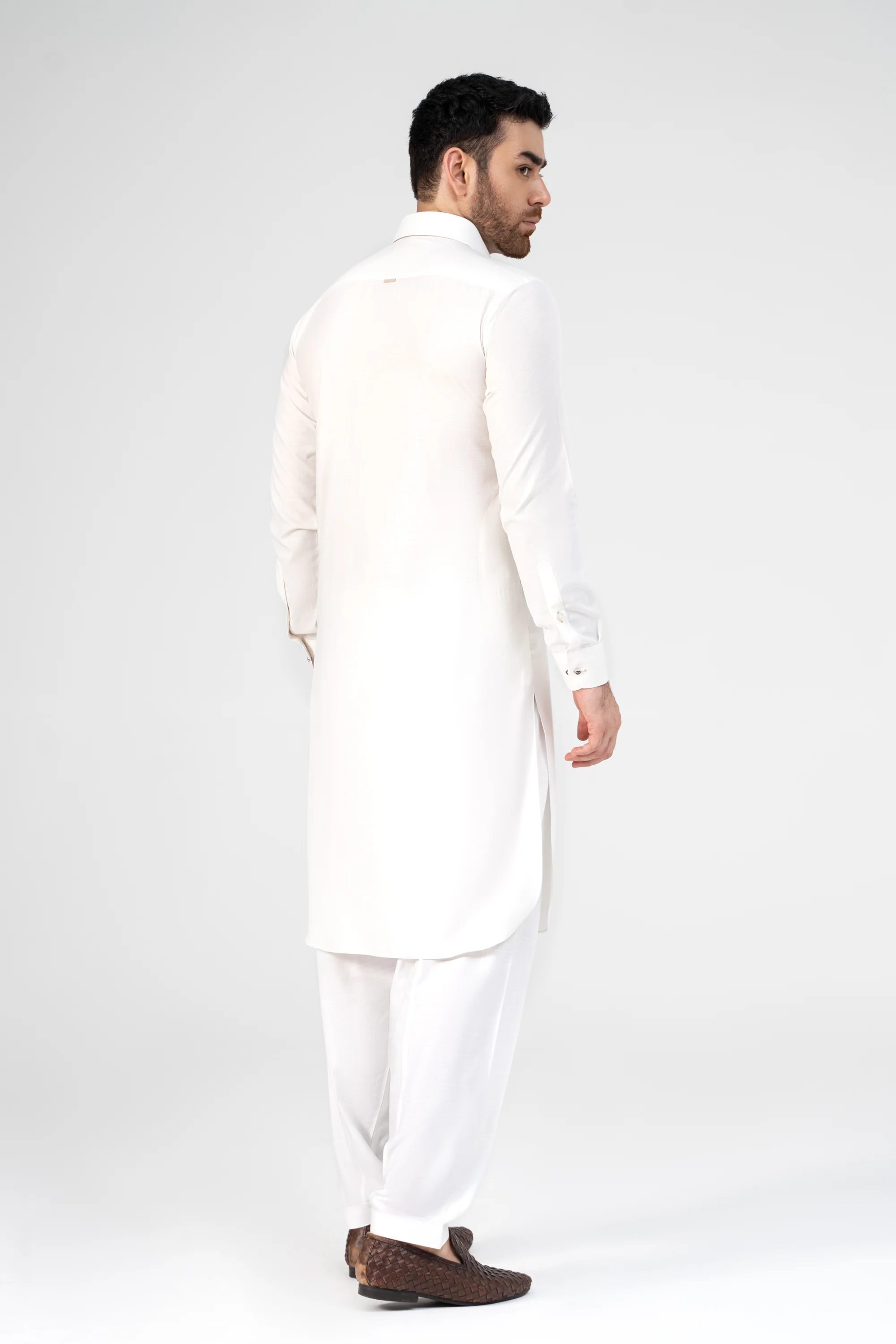 COTTON SLUB KAMEEZ SHALWAR WHITE - Image 3