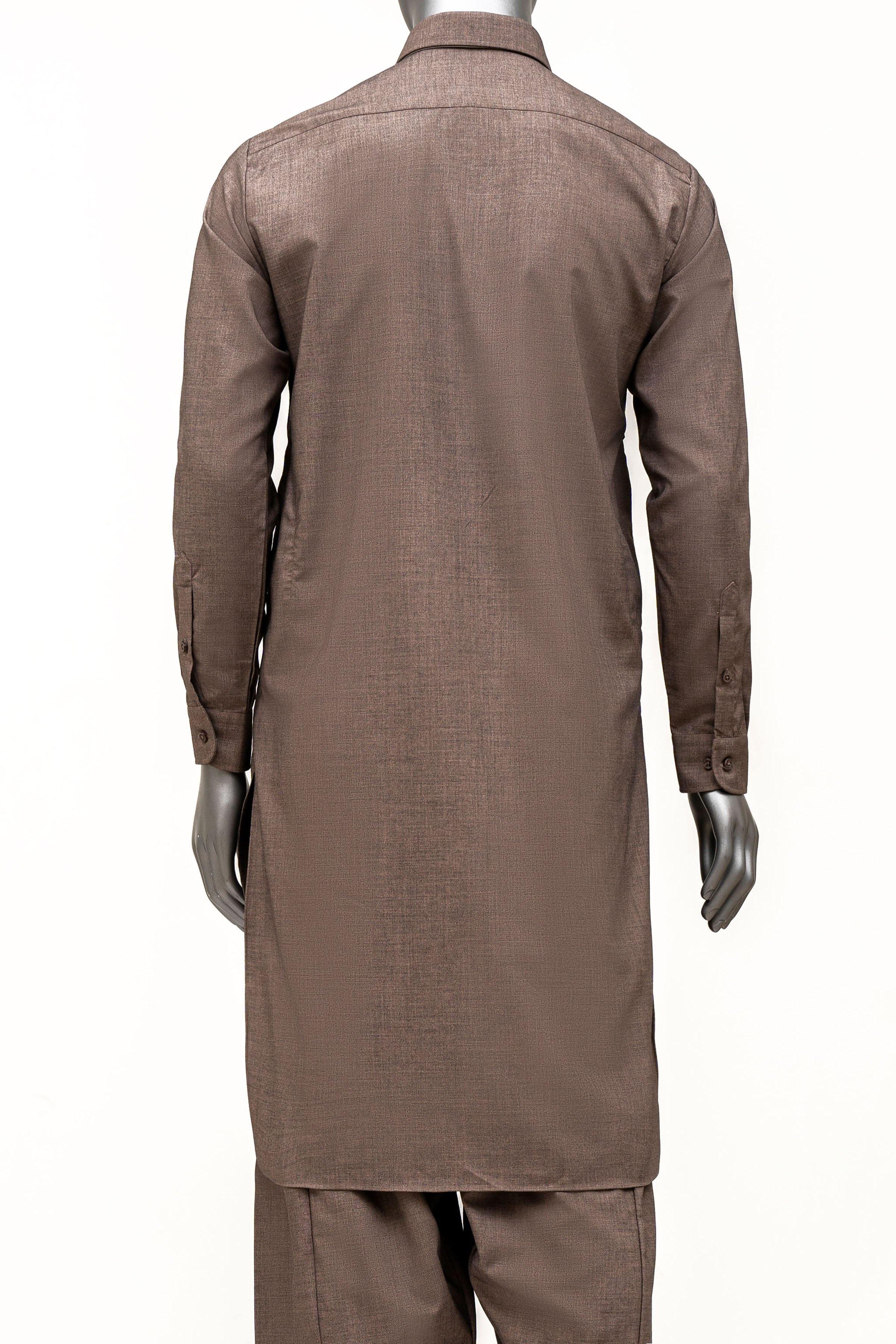 SHALWAR KAMEEZ WITH COLLAR BROWN - Image 2