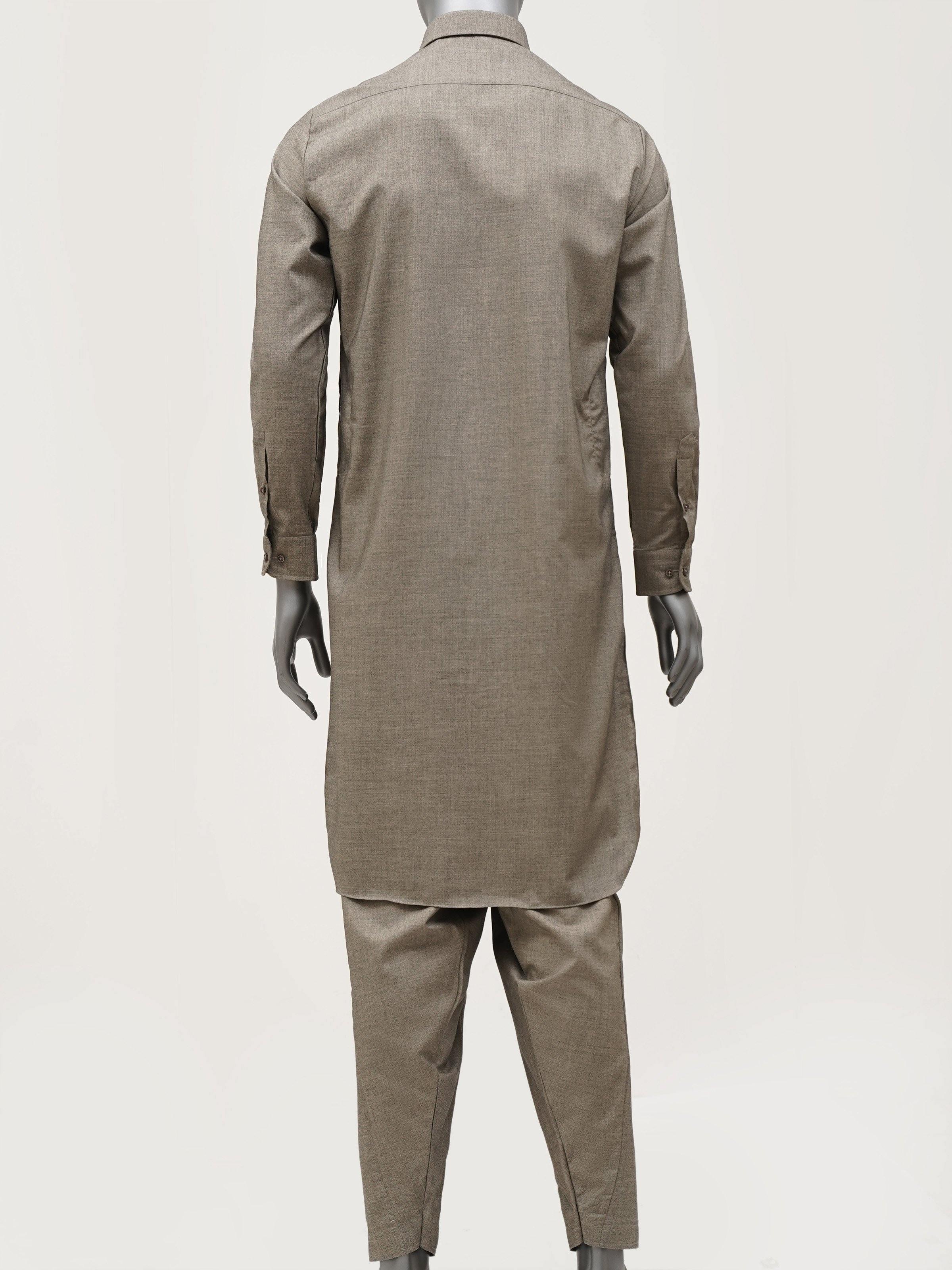 SHALWAR KAMEEZ WITH COLLAR MAHENDI GREEN - Image 2