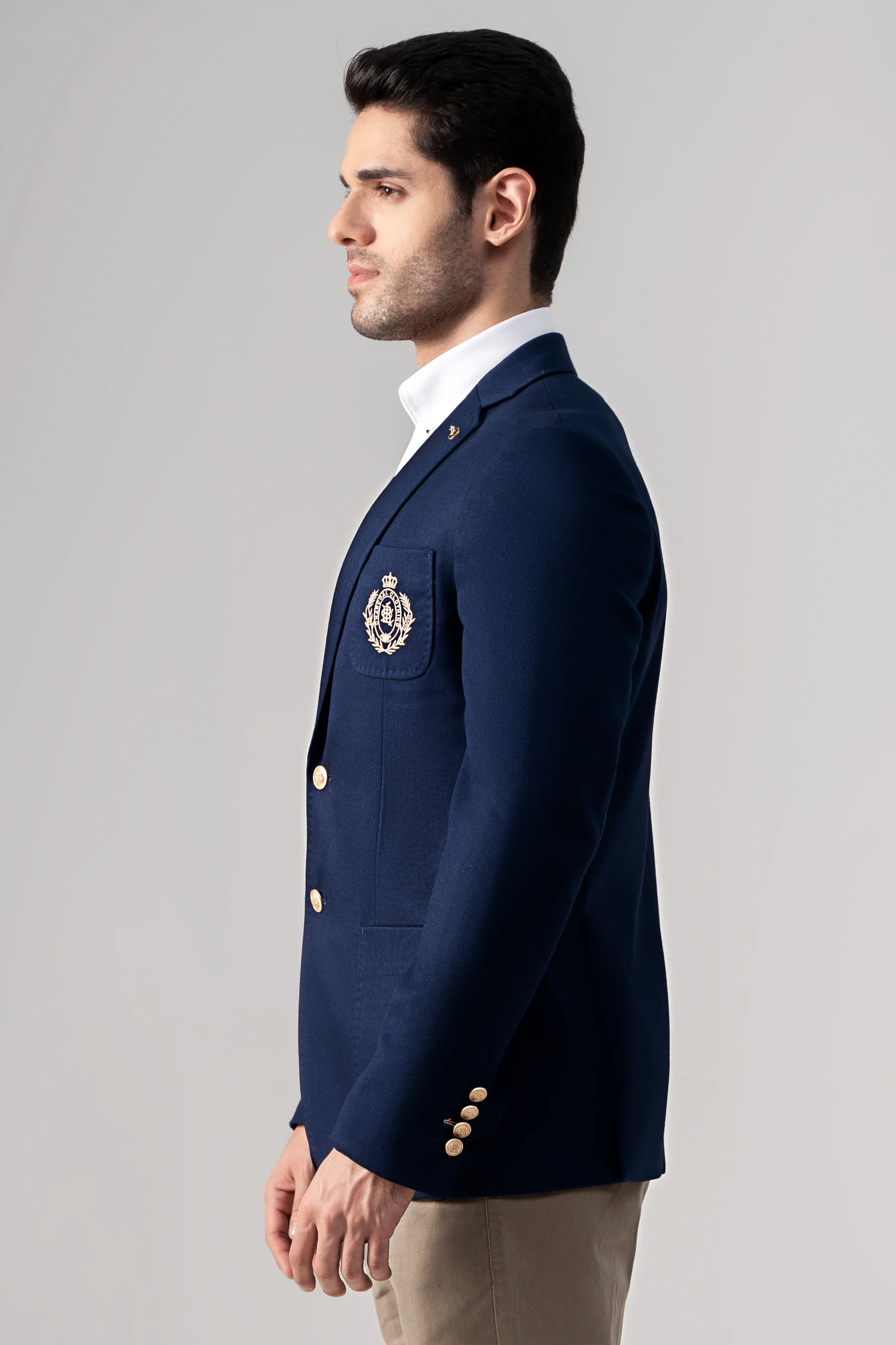 SIGNATURE EMBROIDERY COAT NAVY BLUE - Image 3