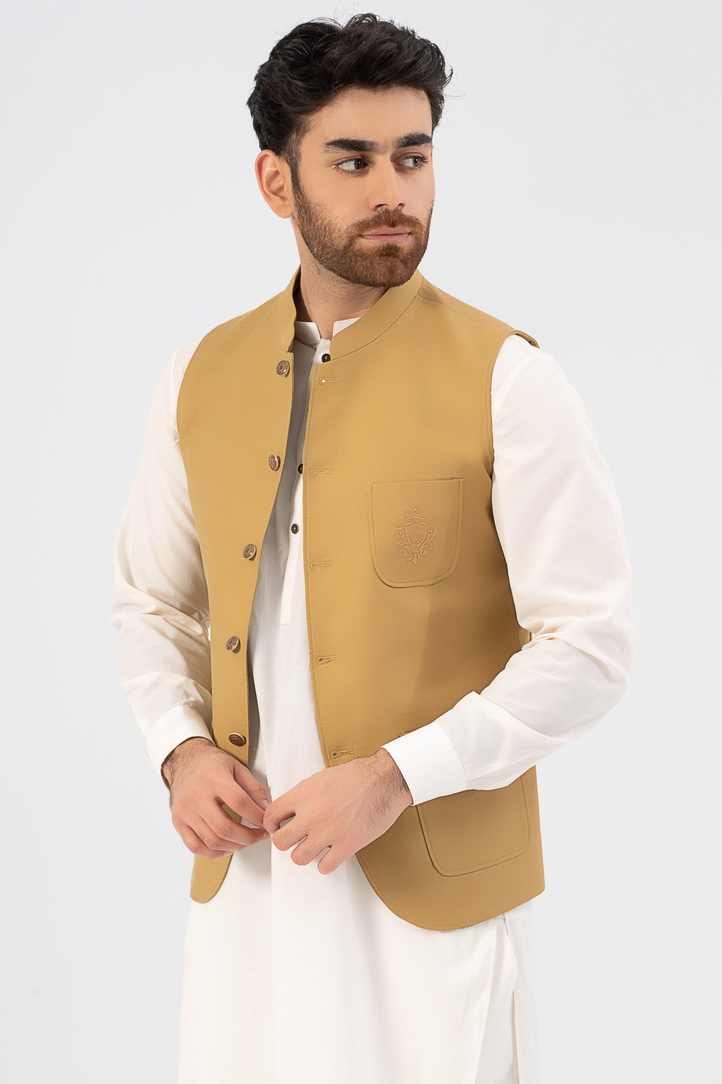 SIGNATURE EMBROIDERY WAISTCOAT MUSTARD YELLOW