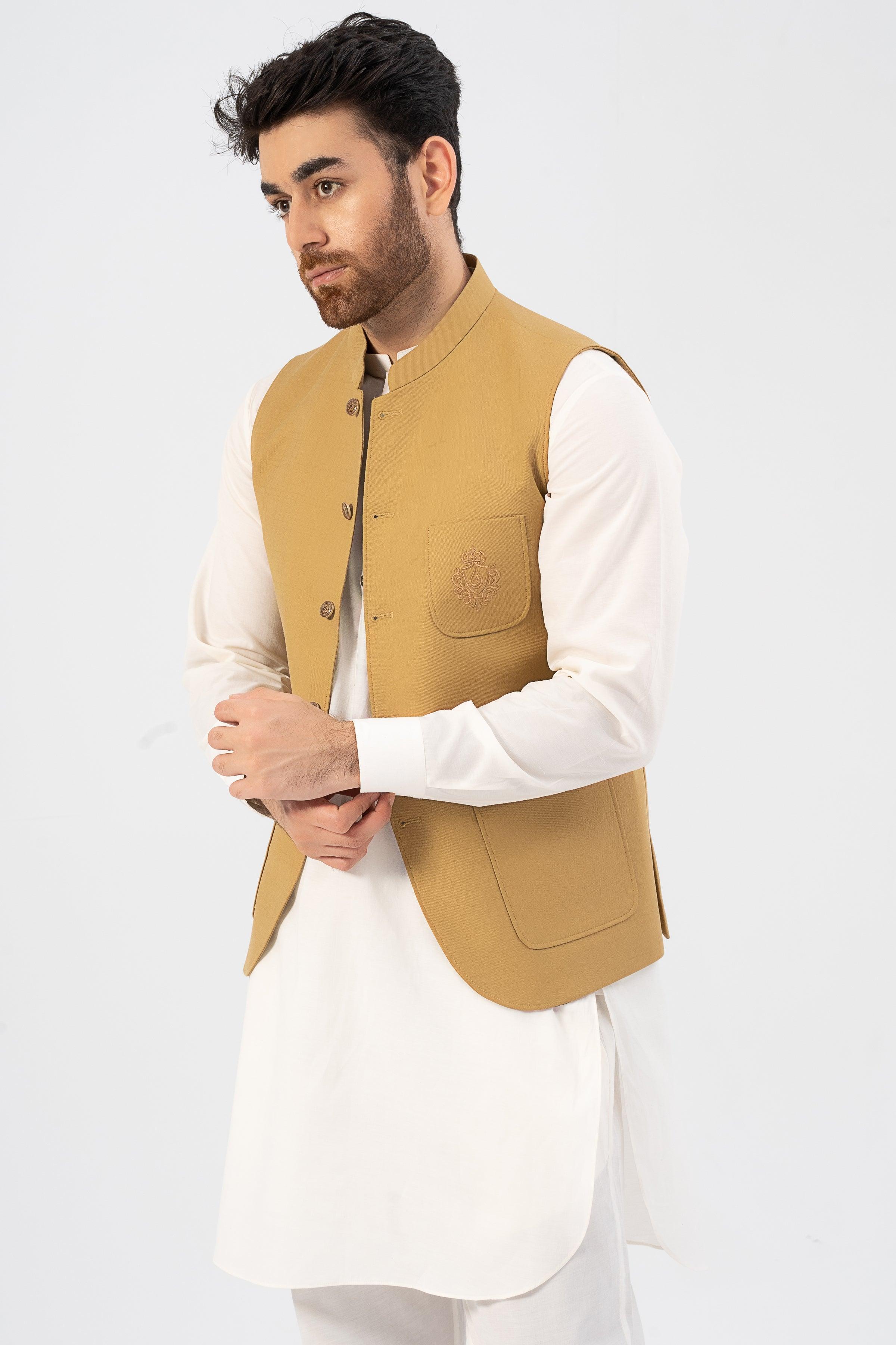 SIGNATURE EMBROIDERY WAISTCOAT MUSTARD YELLOW - Image 3