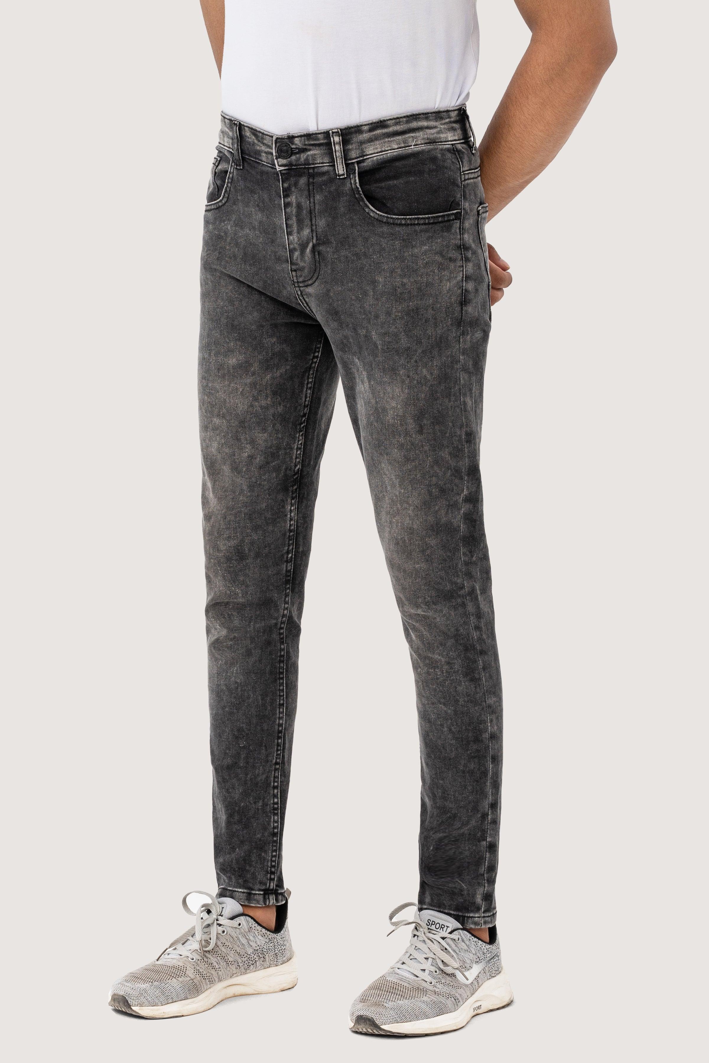 SKINNY LEG DENIM JEANS GREY RANDOM WASHED - Image 2