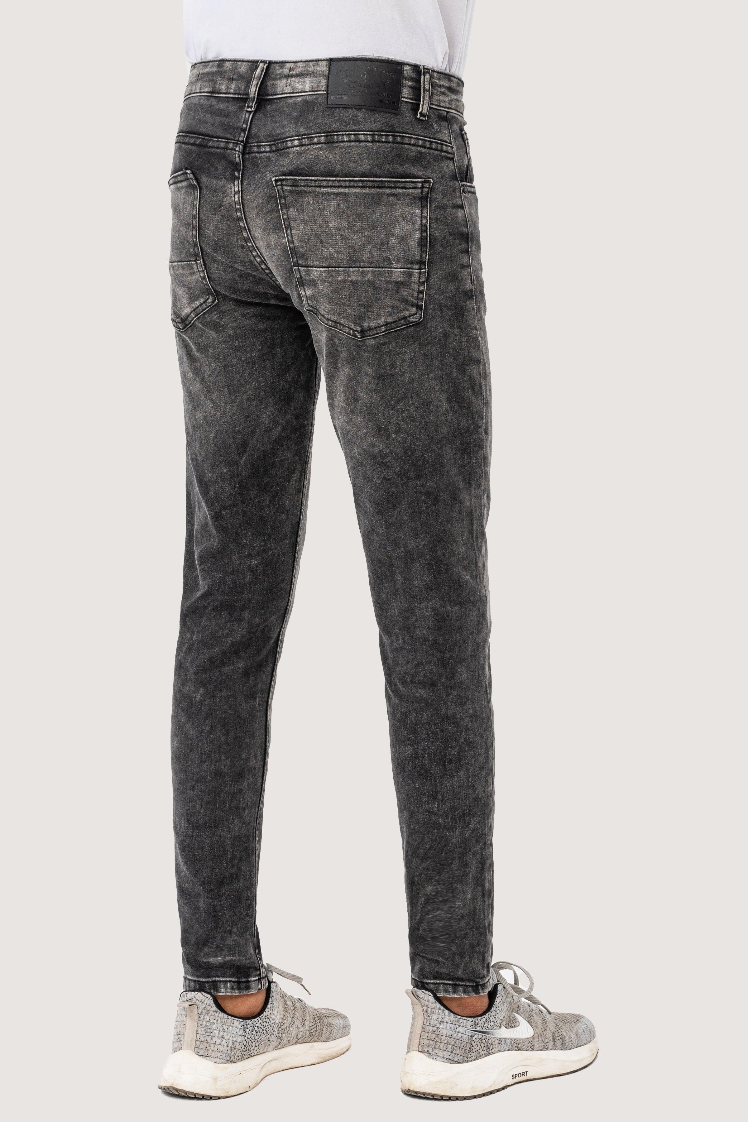 SKINNY LEG DENIM JEANS GREY RANDOM WASHED - Image 3