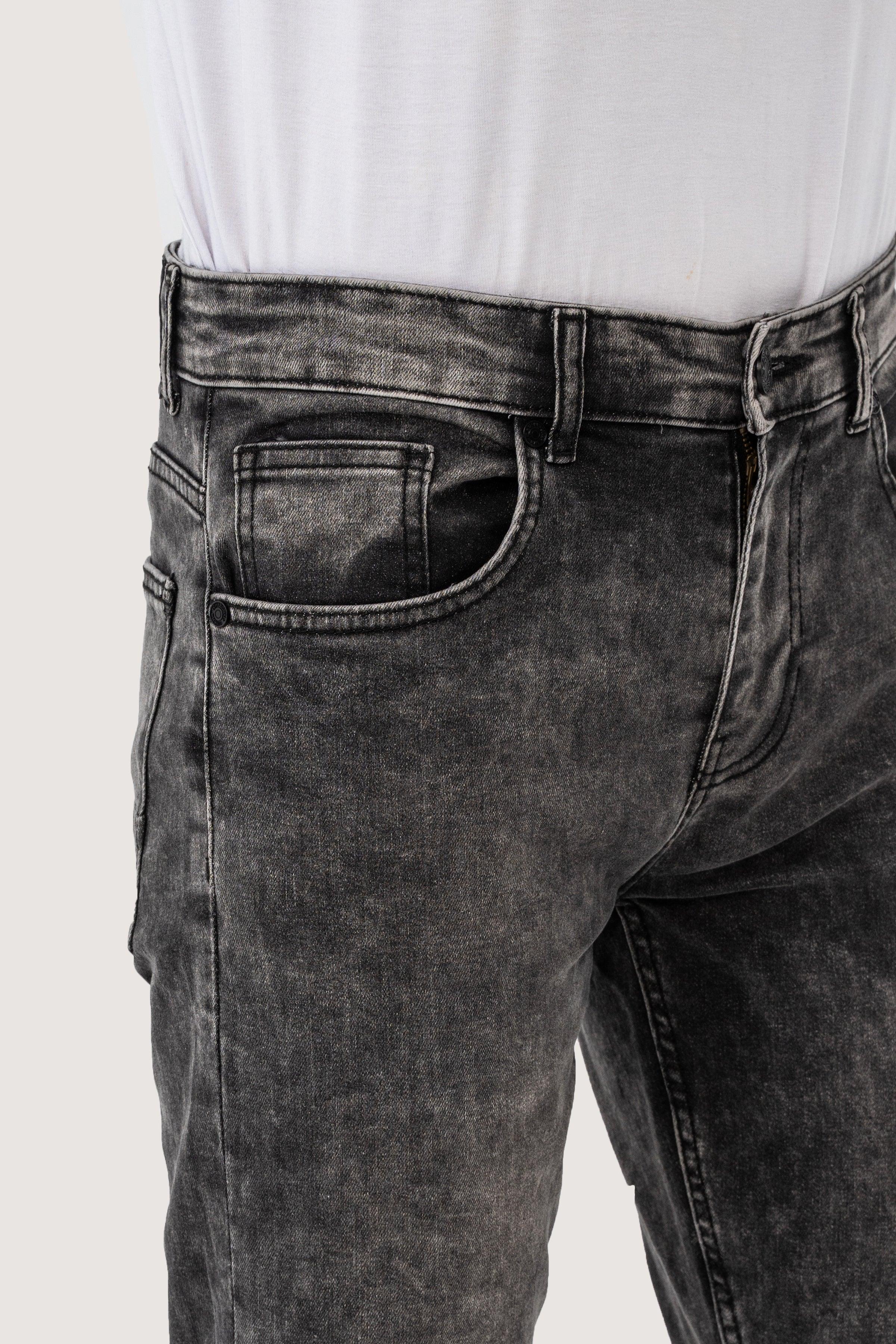 SKINNY LEG DENIM JEANS GREY RANDOM WASHED - Image 4