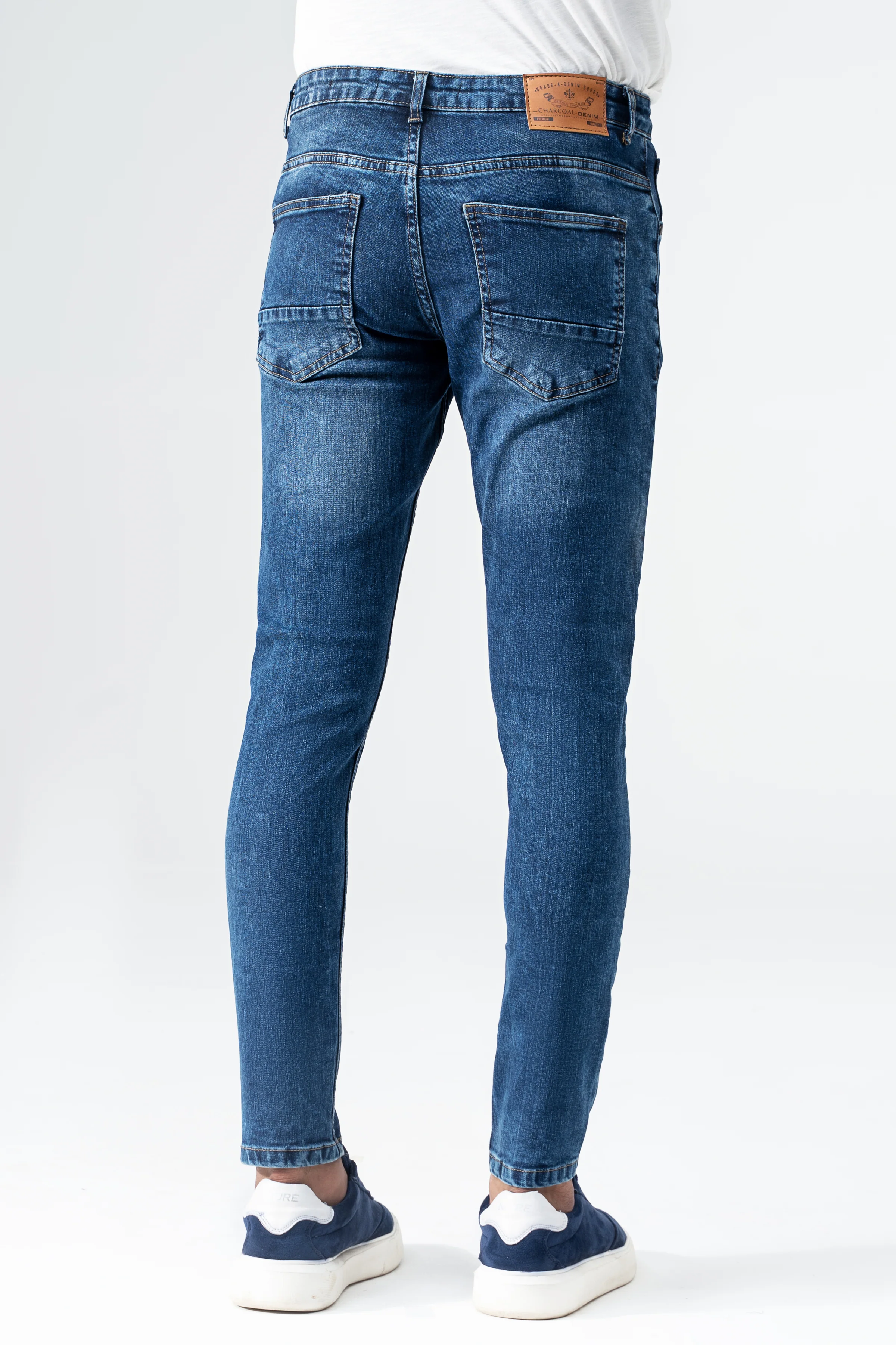SKINNY LEG DENIM JEANS MID BLUE - Image 3