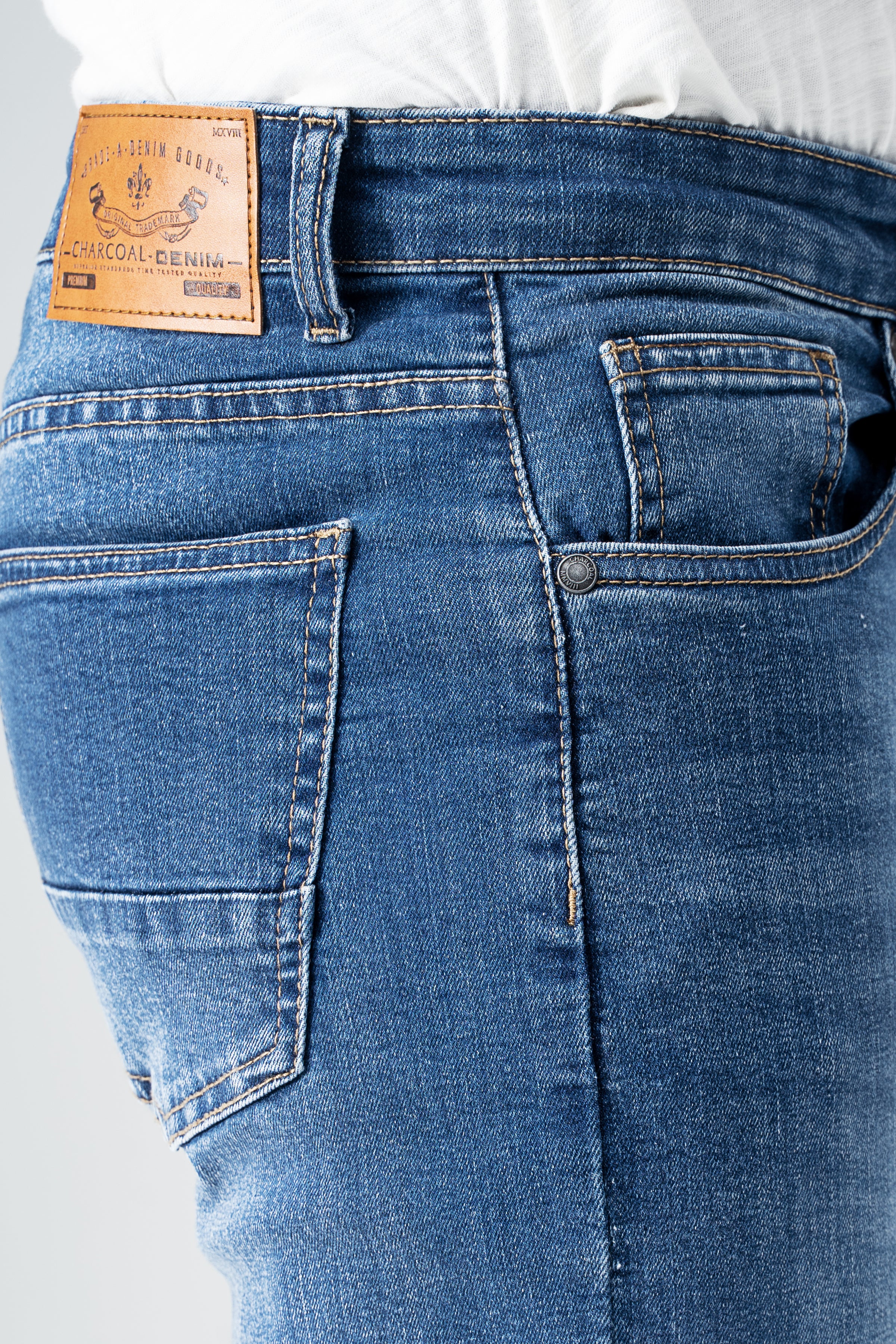 SKINNY LEG DENIM JEANS MID BLUE - Image 4