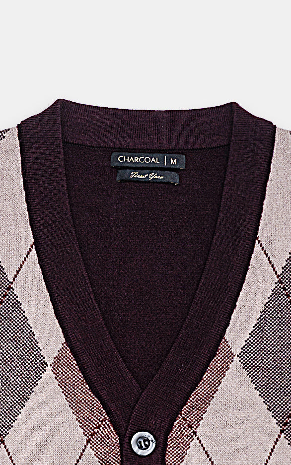 SLEEVELESS BUTTON FRONT SWEATER MAROON - Image 2
