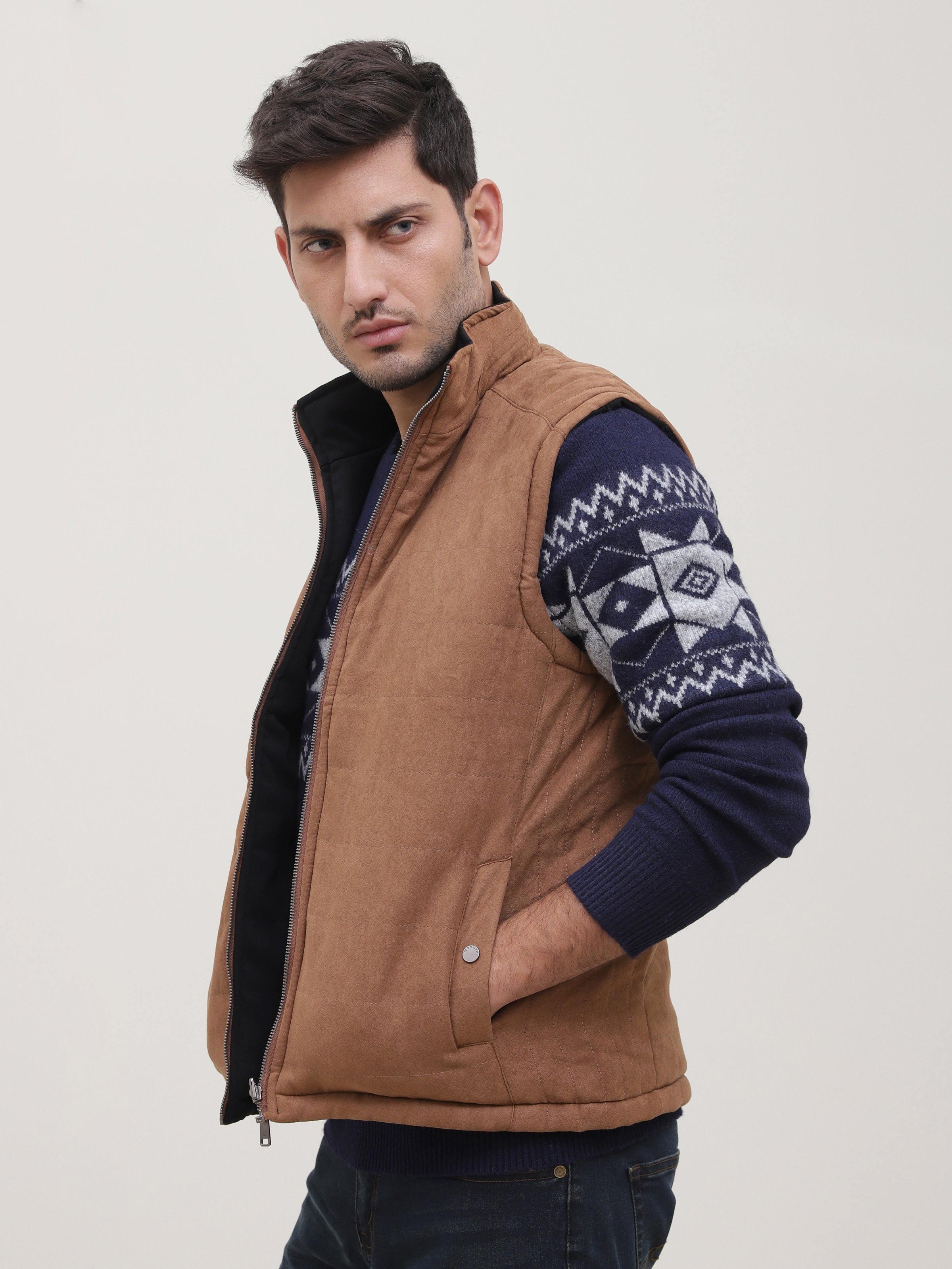 SLEEVELESS REVERSIBLE JACKET BROWN BLACK - Image 2