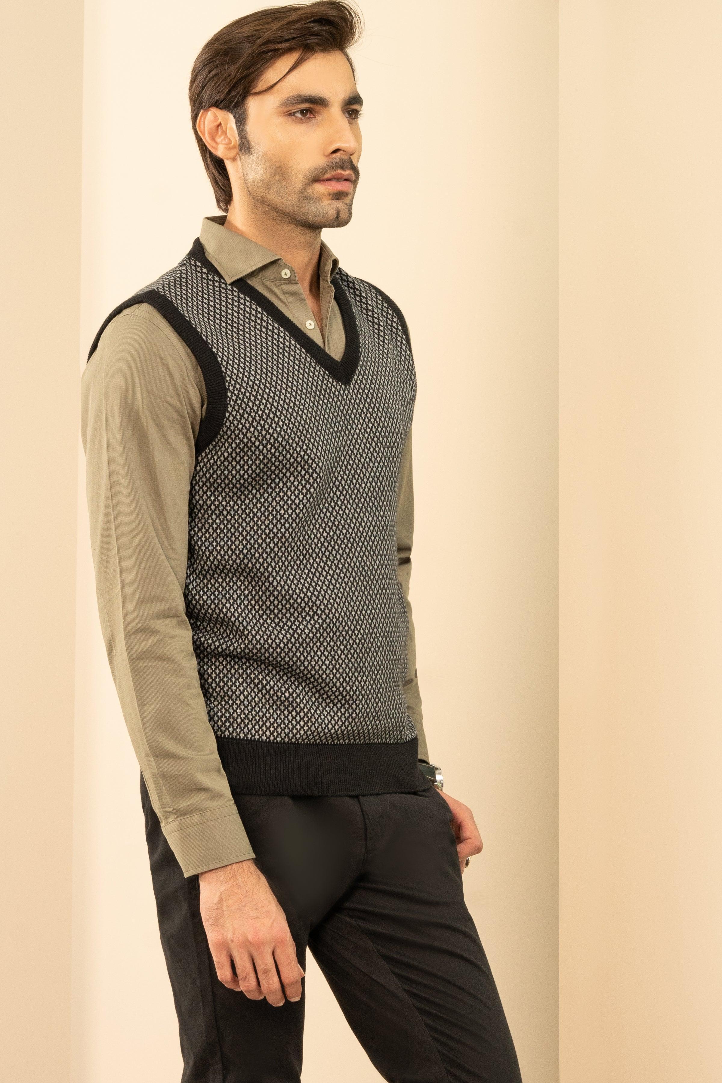 SLEEVELESS SWEATER BLACK GREY - Image 2