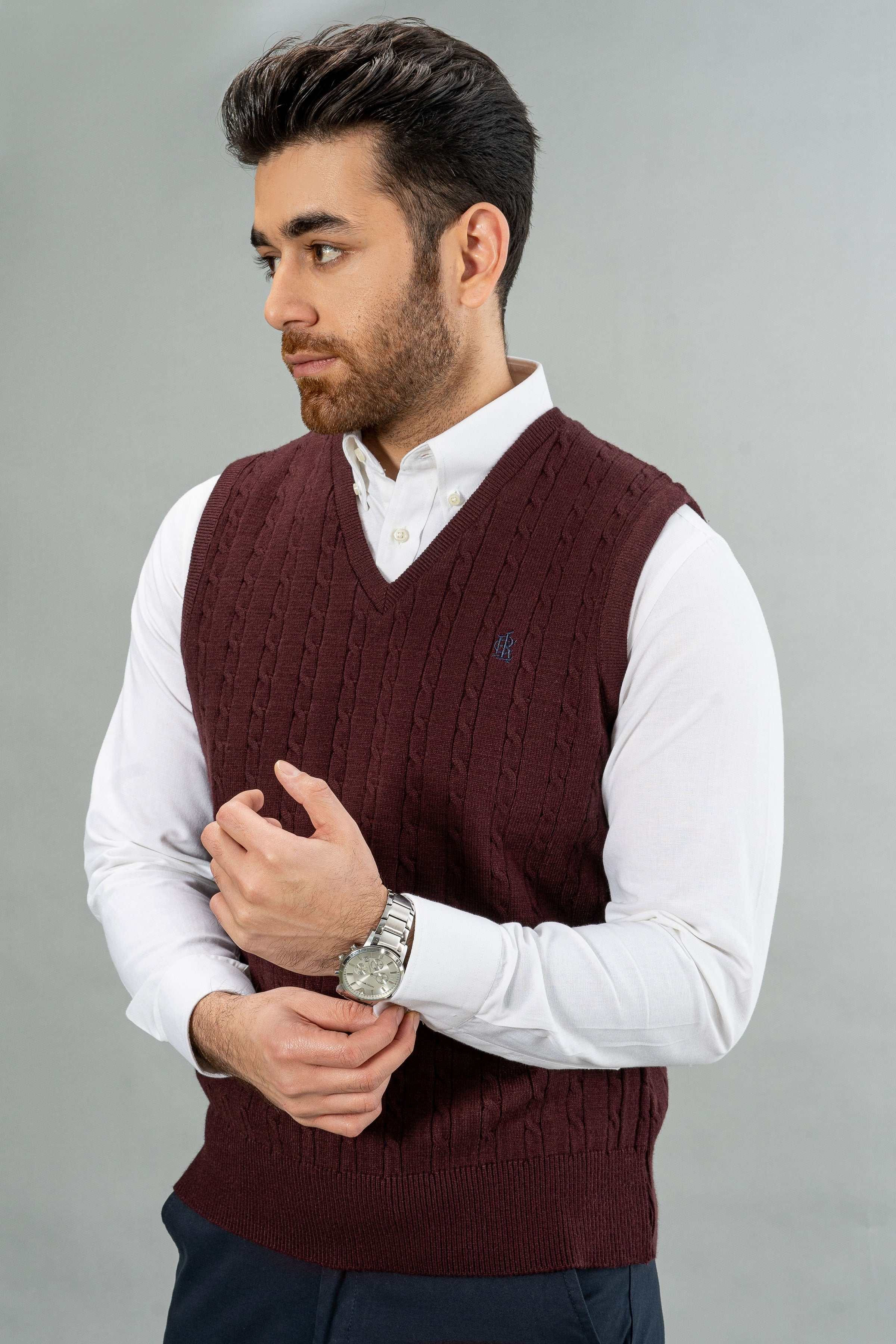 SLEEVELESS SWEATER MAROON - Image 2