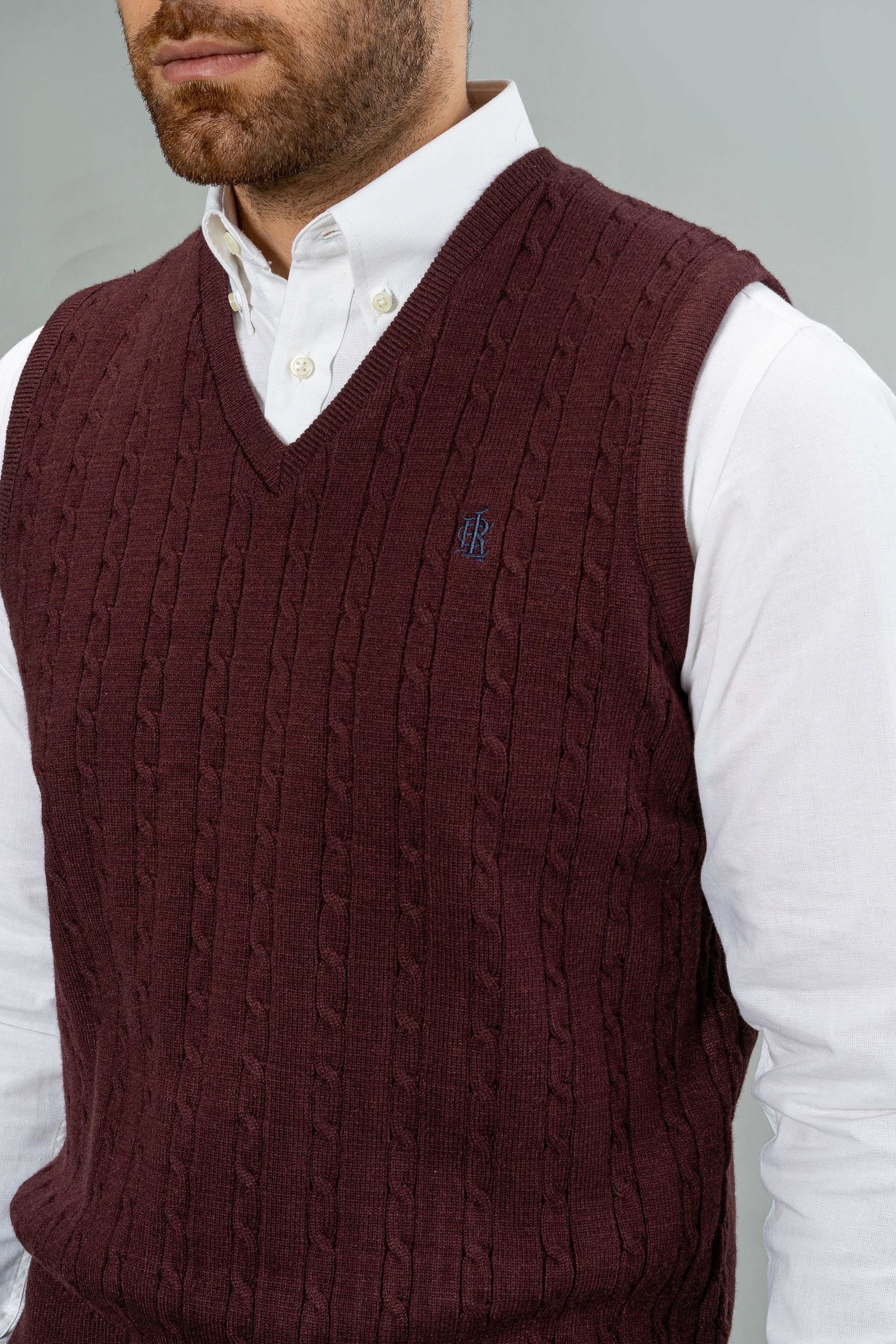 SLEEVELESS SWEATER MAROON - Image 3