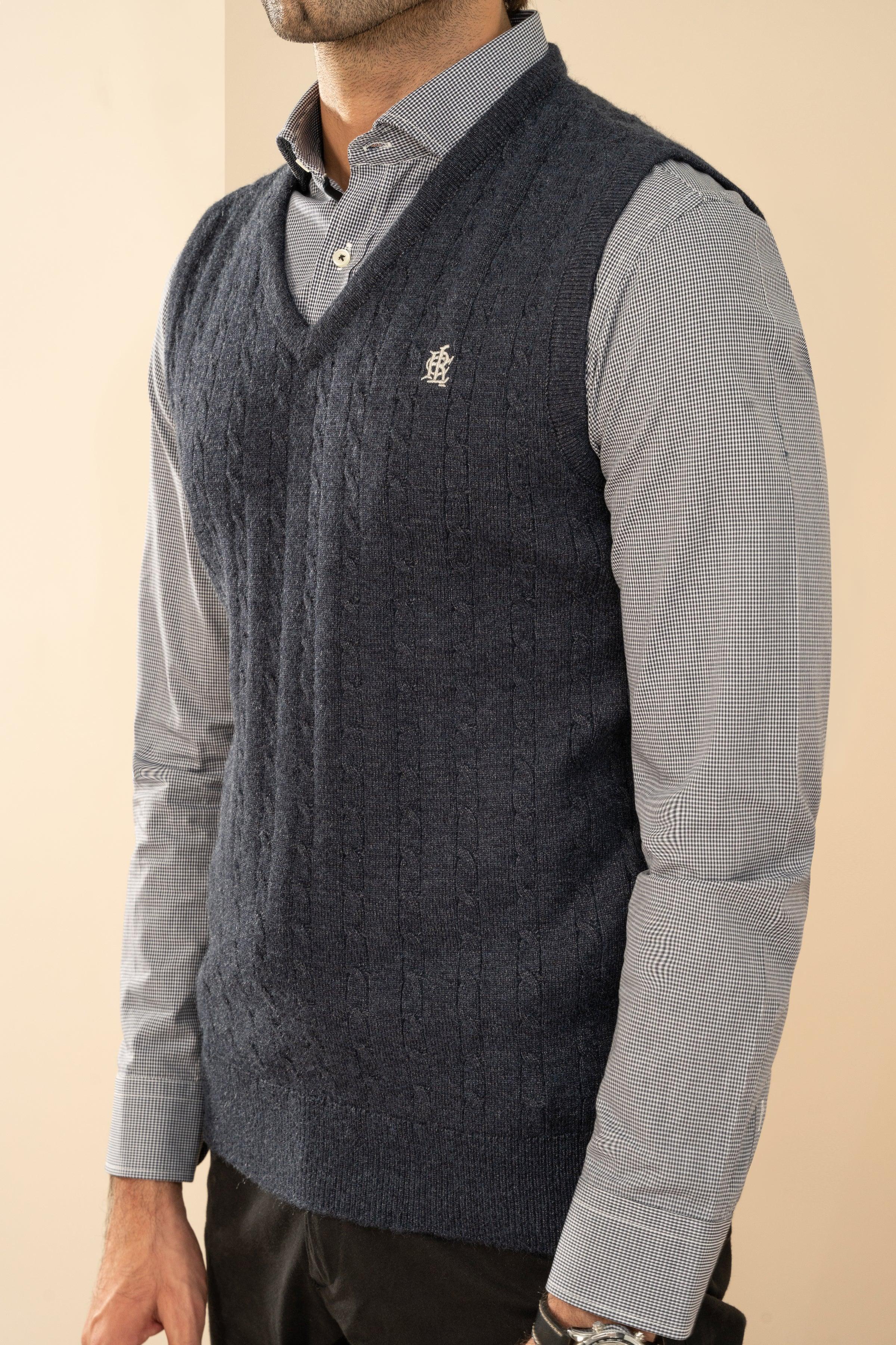 SLEEVELESS SWEATER NAVY MELANGE - Image 4