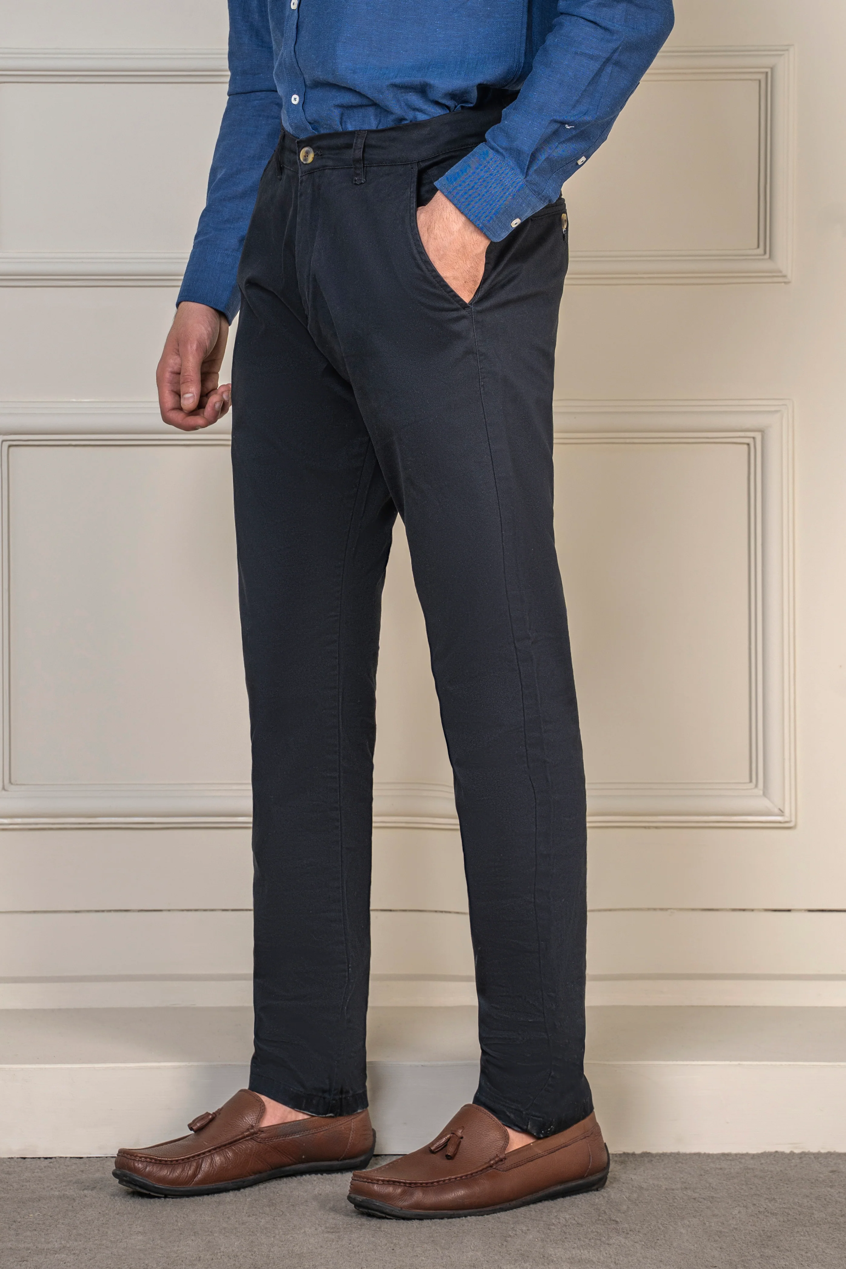 SLIM FIT SATIN PANT BLACK