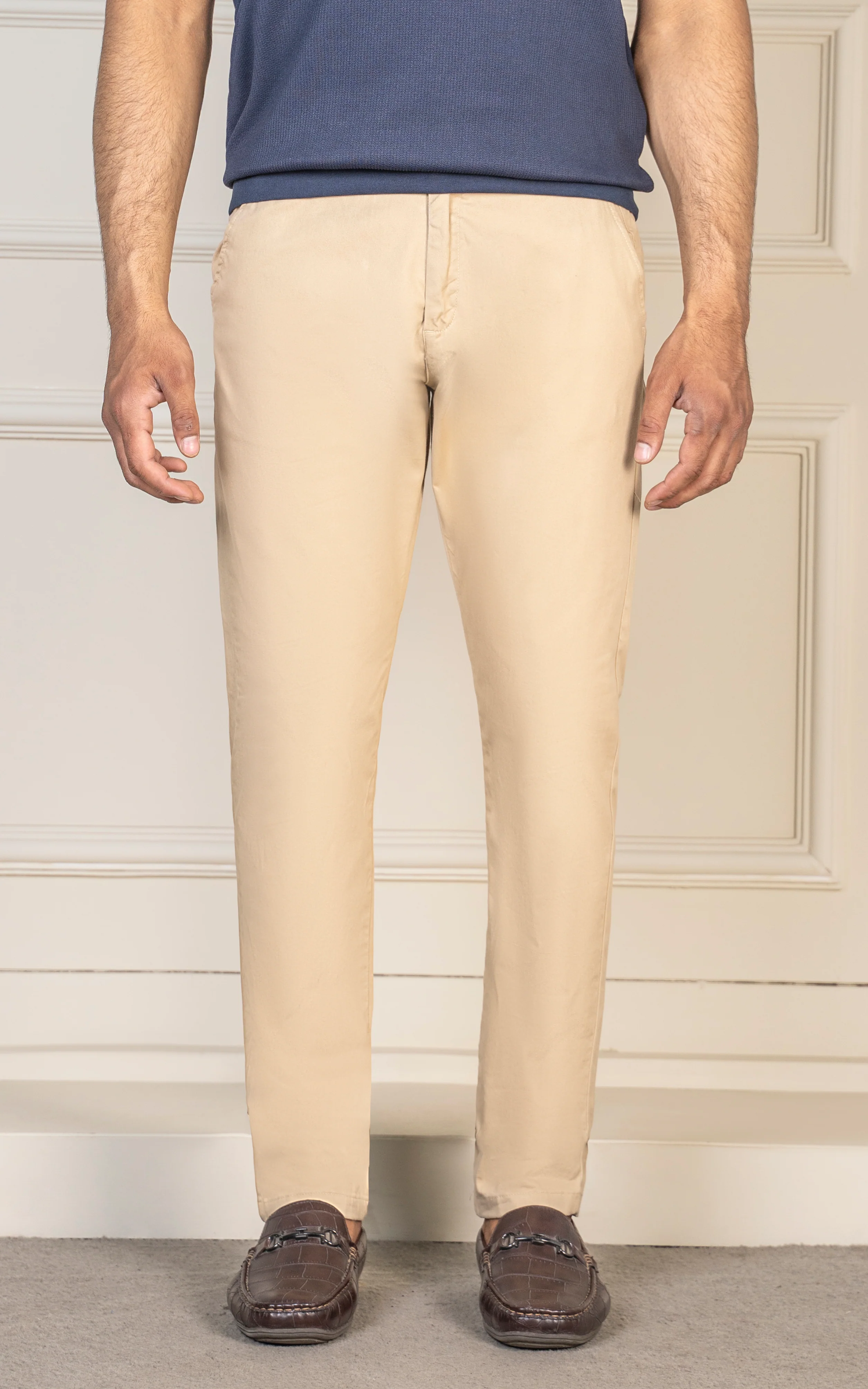 SLIM FIT SATIN PANT KHAKI - Image 2