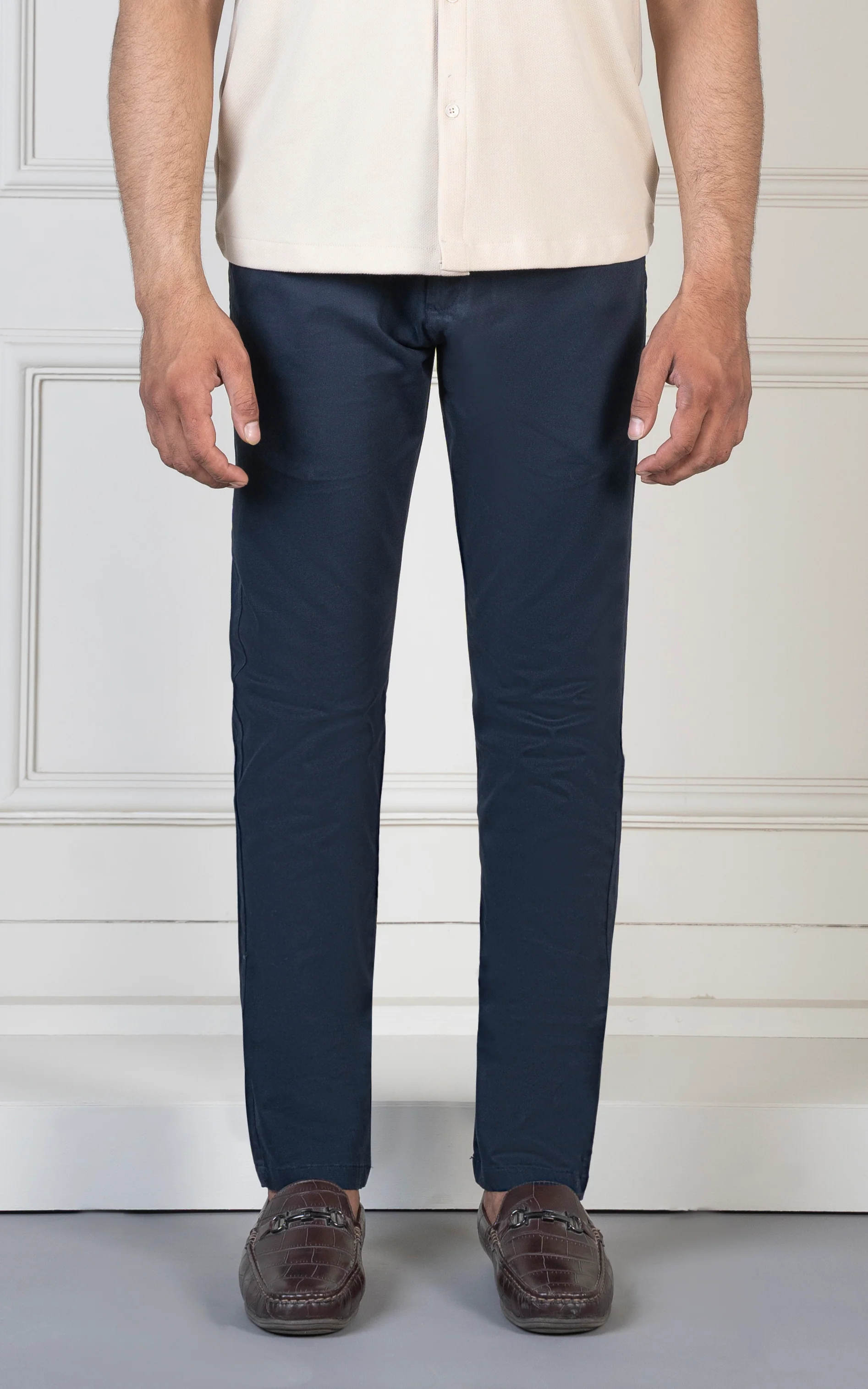 SLIM FIT SATIN PANT NAVY - Image 2