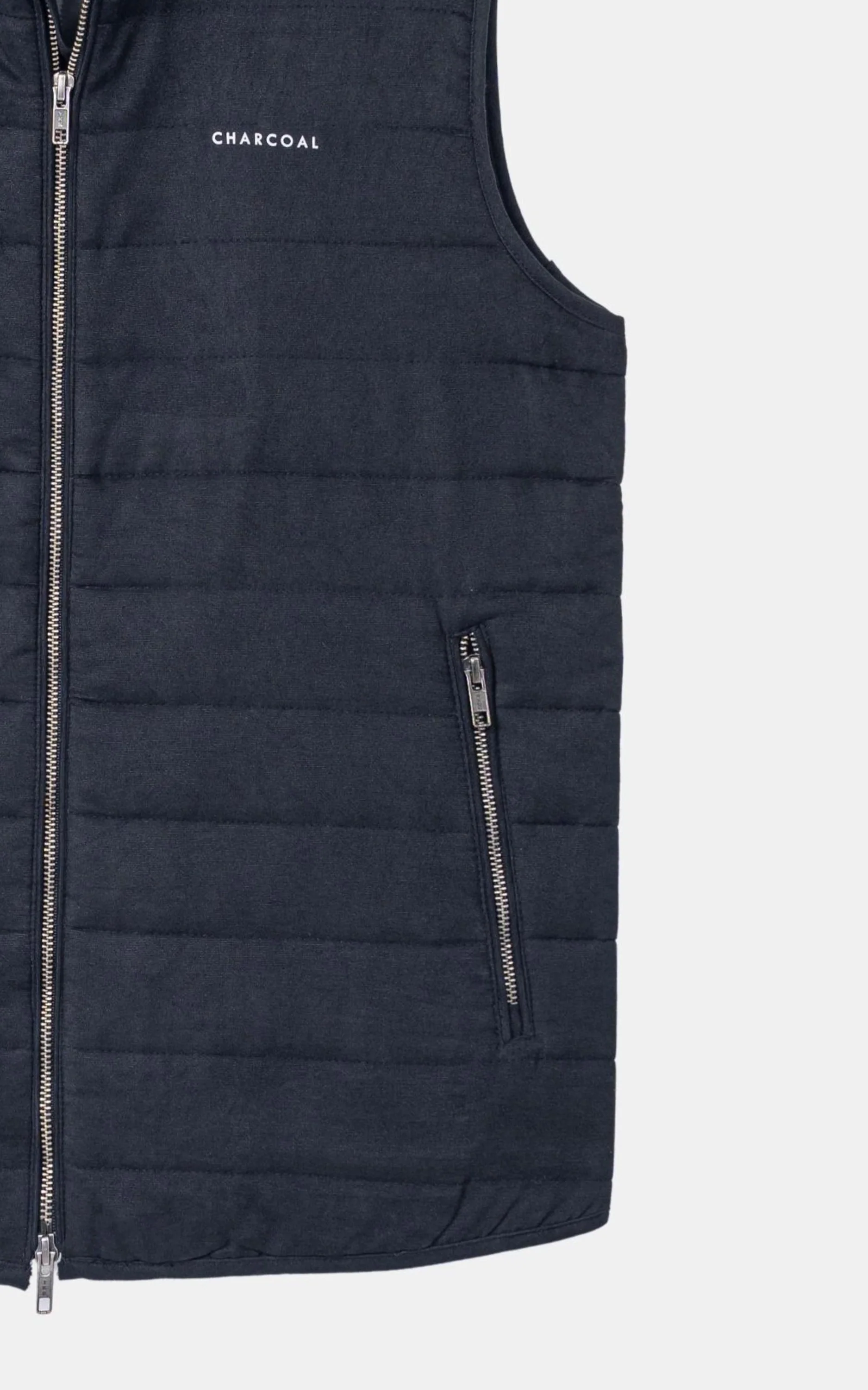 SLIM FIT SLEEVELESS QUILTED SUEDE JACKET BLACK - Image 3